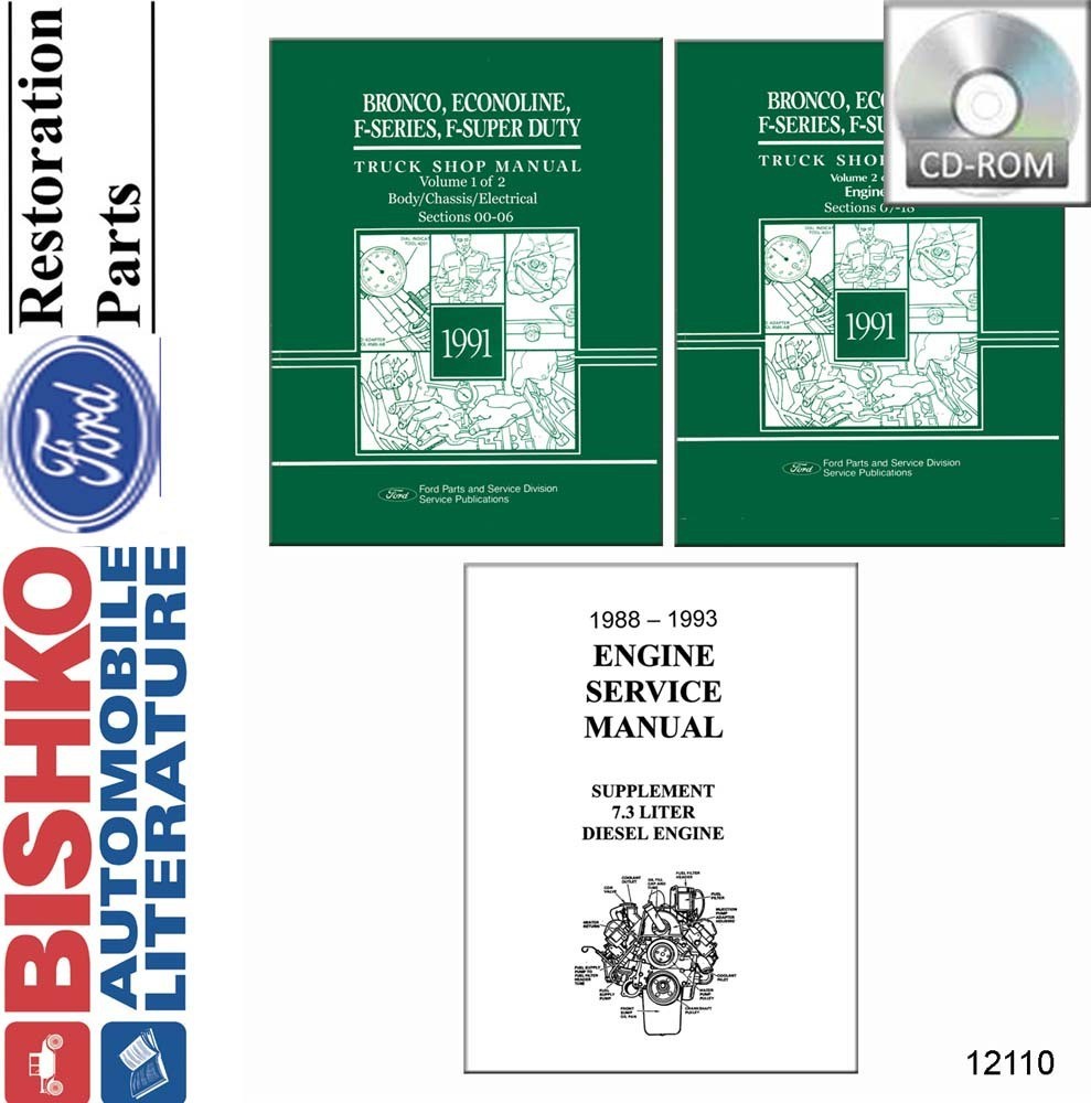 1991 Ford Truck F-150, F-250, F-350 Factory Shop Service Manual CD