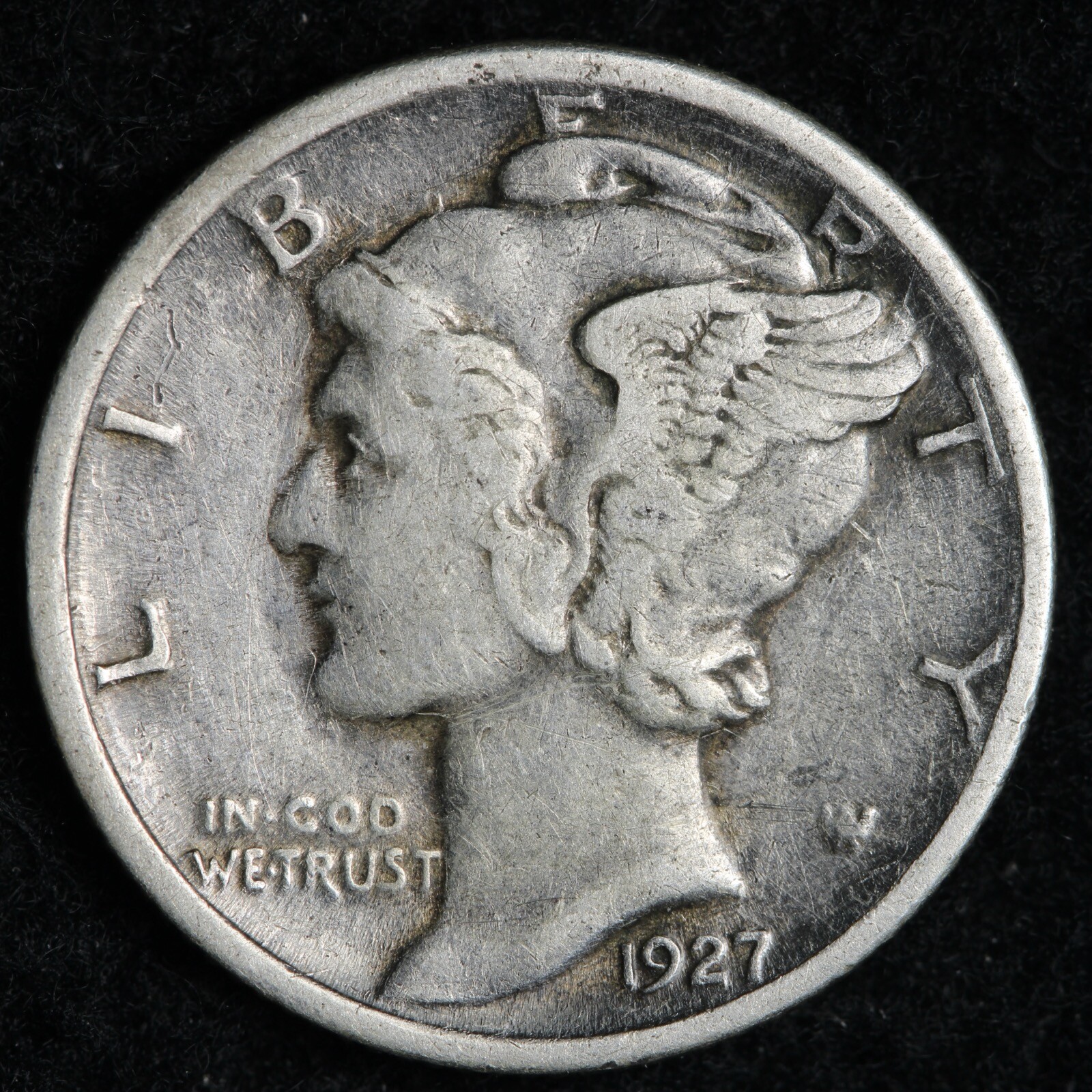1927-S Mercury Silver Dime XF E220 T