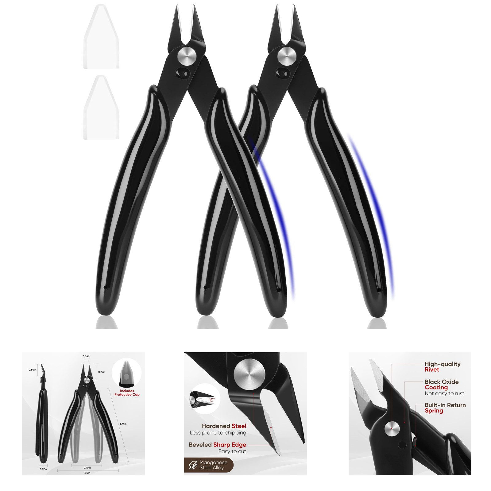 5 Inch Flush Cutters Micro Wire Cutters 2 Pack Precision Zip Tie Jewelry