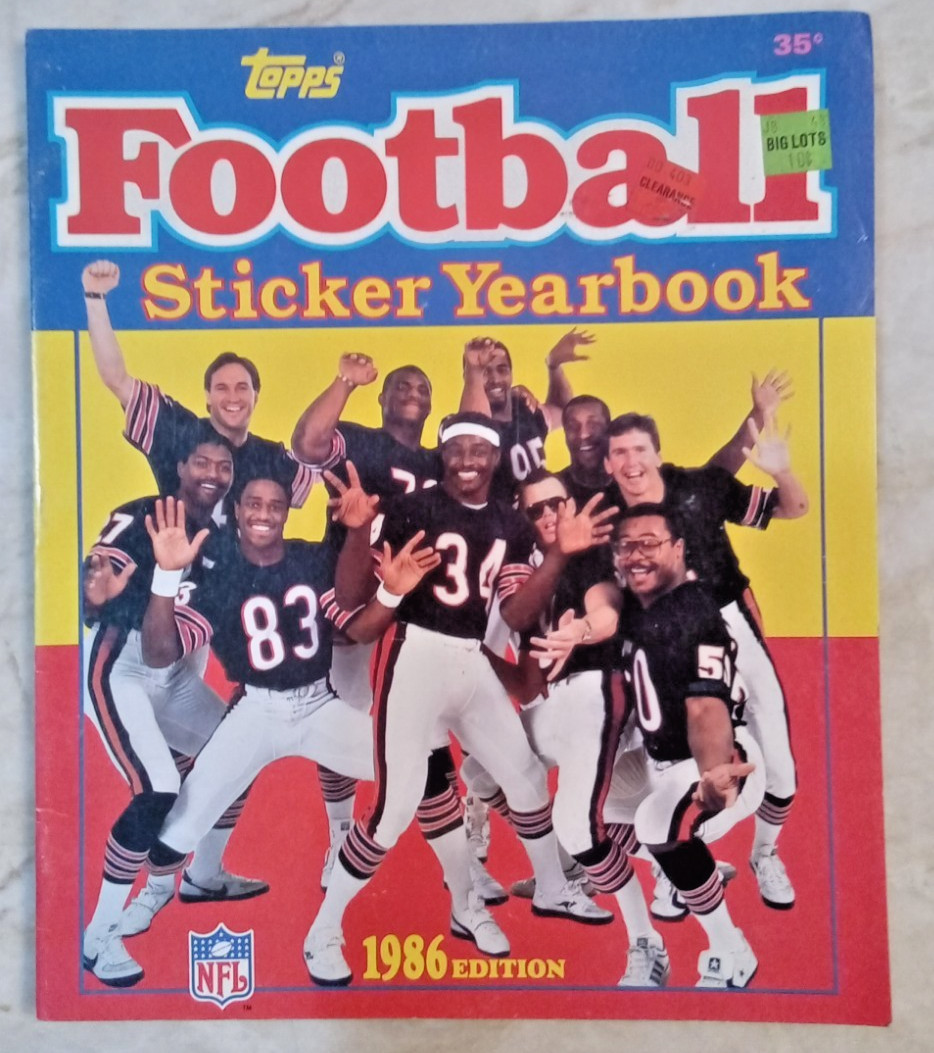 1986 Topps Sticker Yearbook Unused w/ Bears Super Bowl Team/ Walter Payton