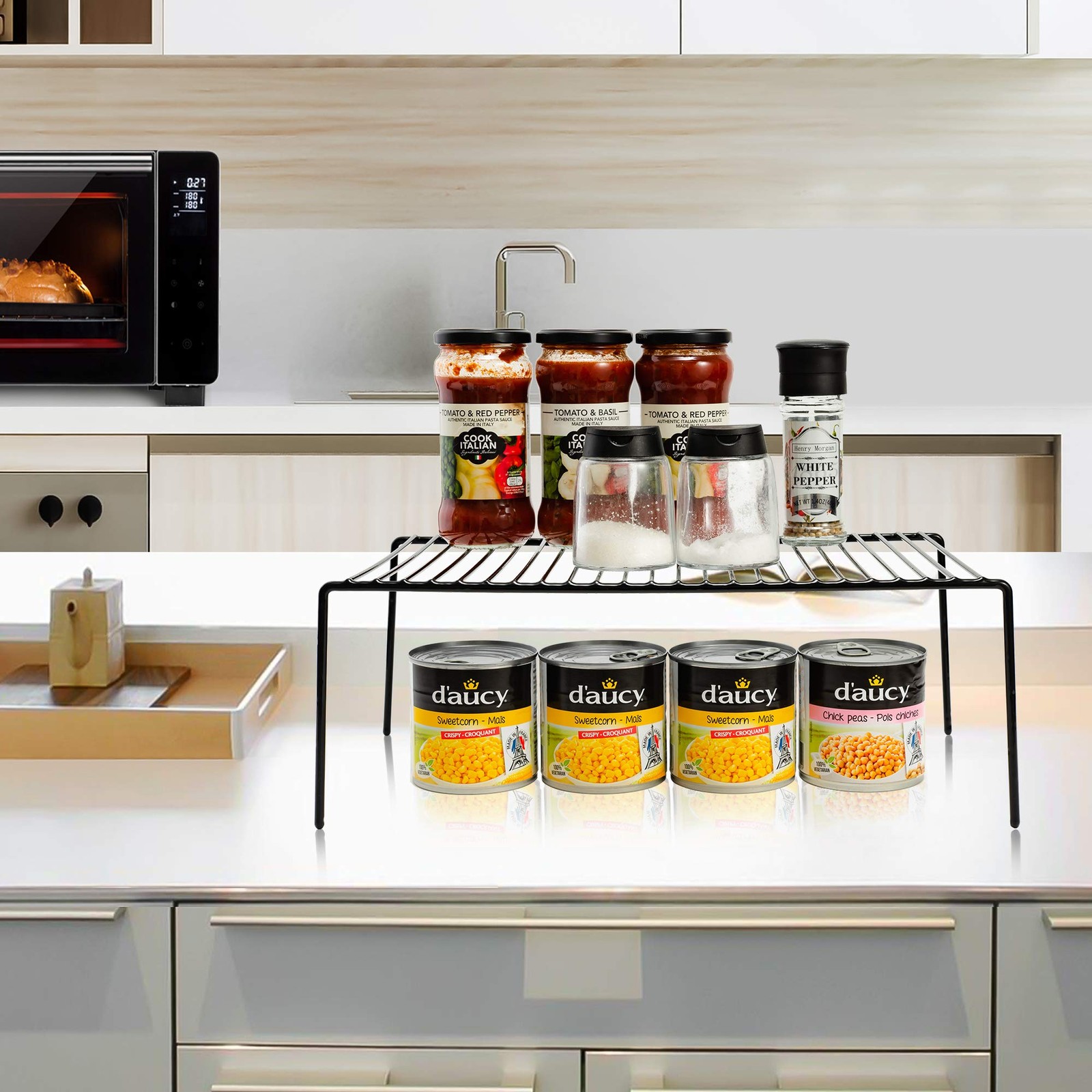 4 Pack Large (15.7 x 9. 4 Inch) Cabinet Storage Shelf Rack, Rustproof Kitchen...