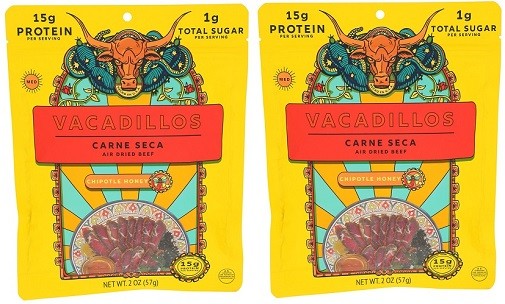 Vacadillos Air Dried Beef Chipotle Honey Carne Seca 2 Pack