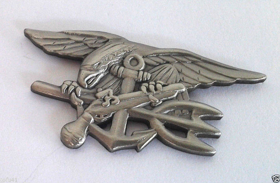 US NAVY SEAL TRIDENT (1-1/2") MEDIUM PEWTER Military Hat Pin 16051 HO