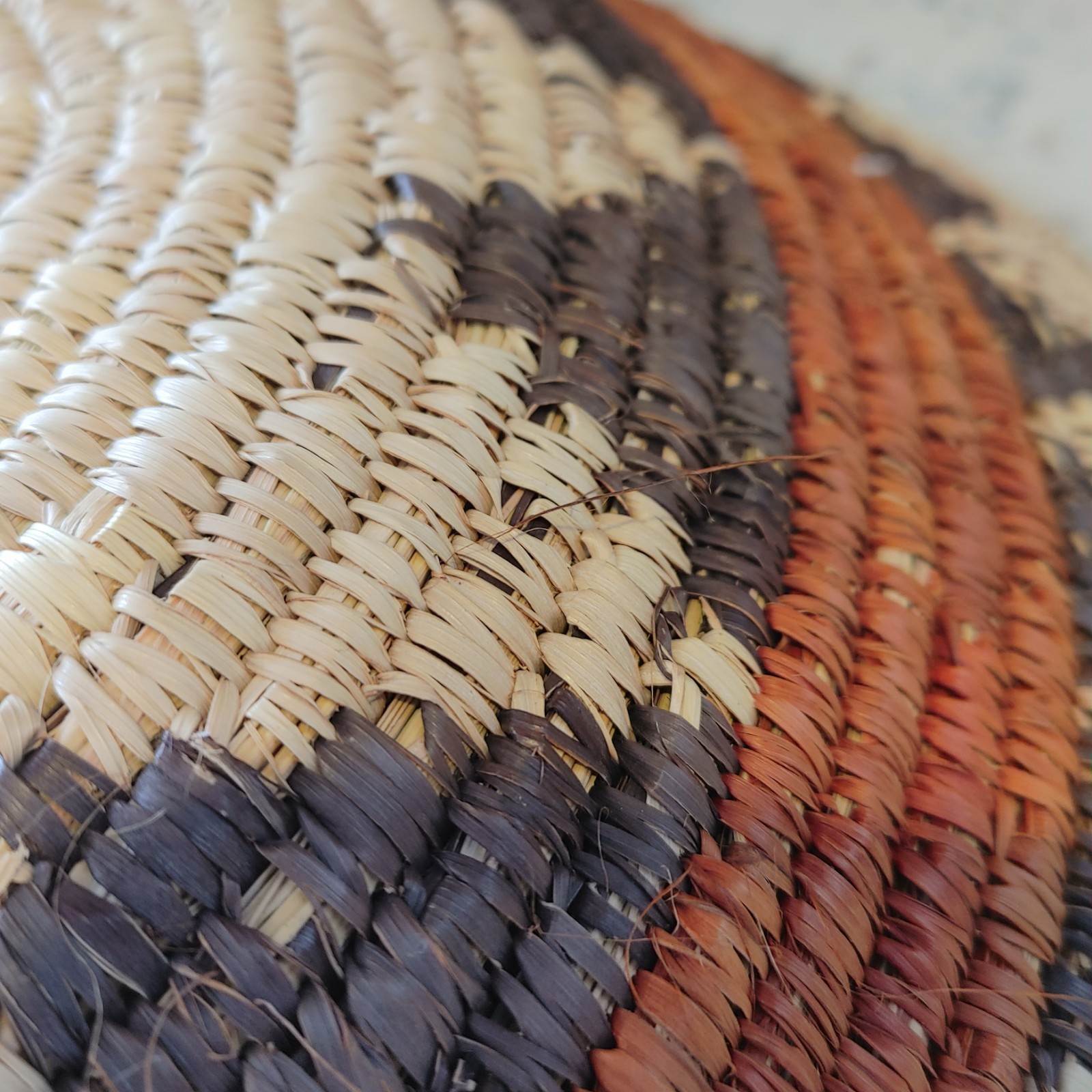 Hand Woven Basket Bowl Star Pattern 16"