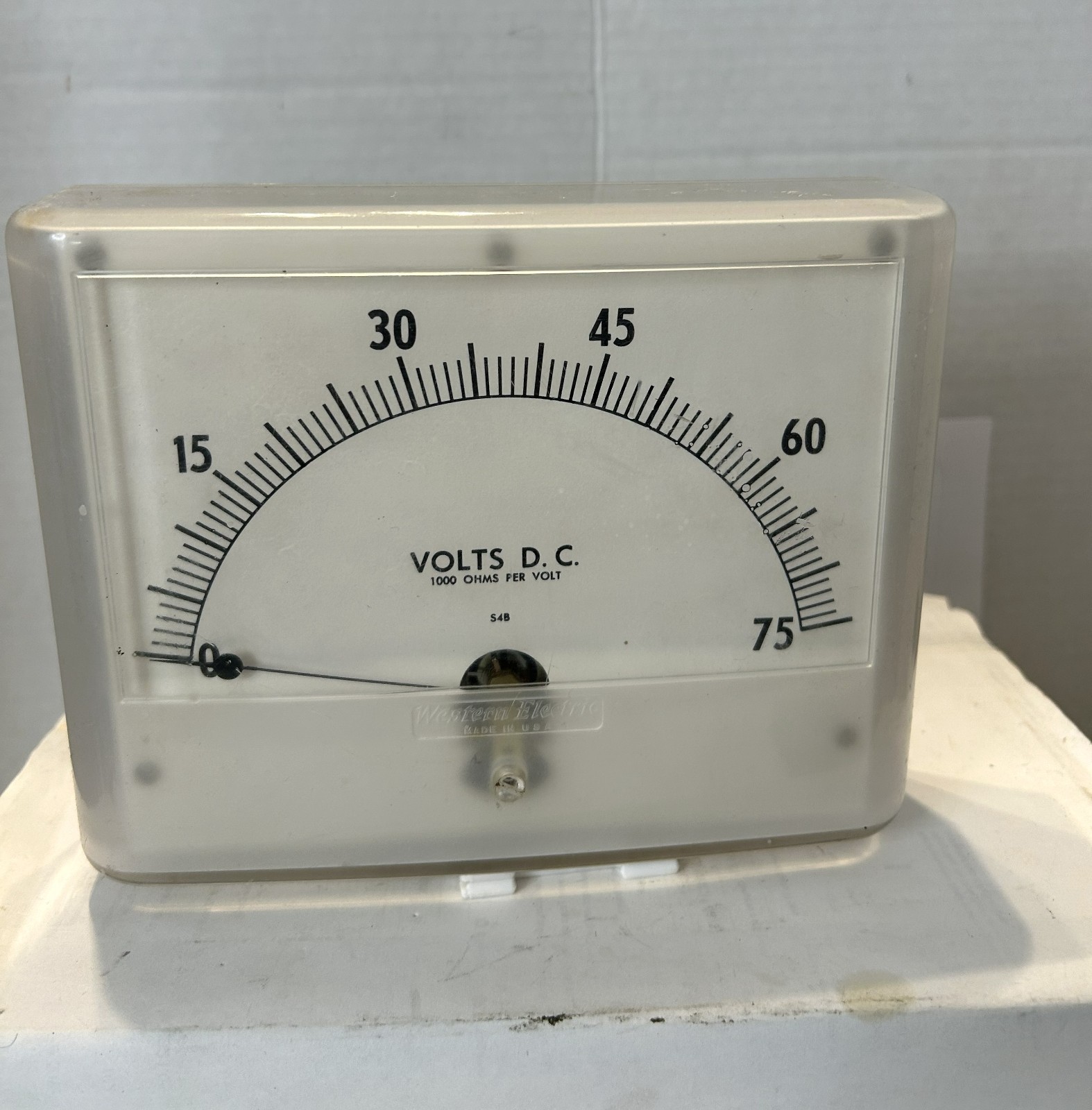 Vintage Western Electric Volts D.C. Panel Meter, 0-75V Range, 1000 Ohms per Volt