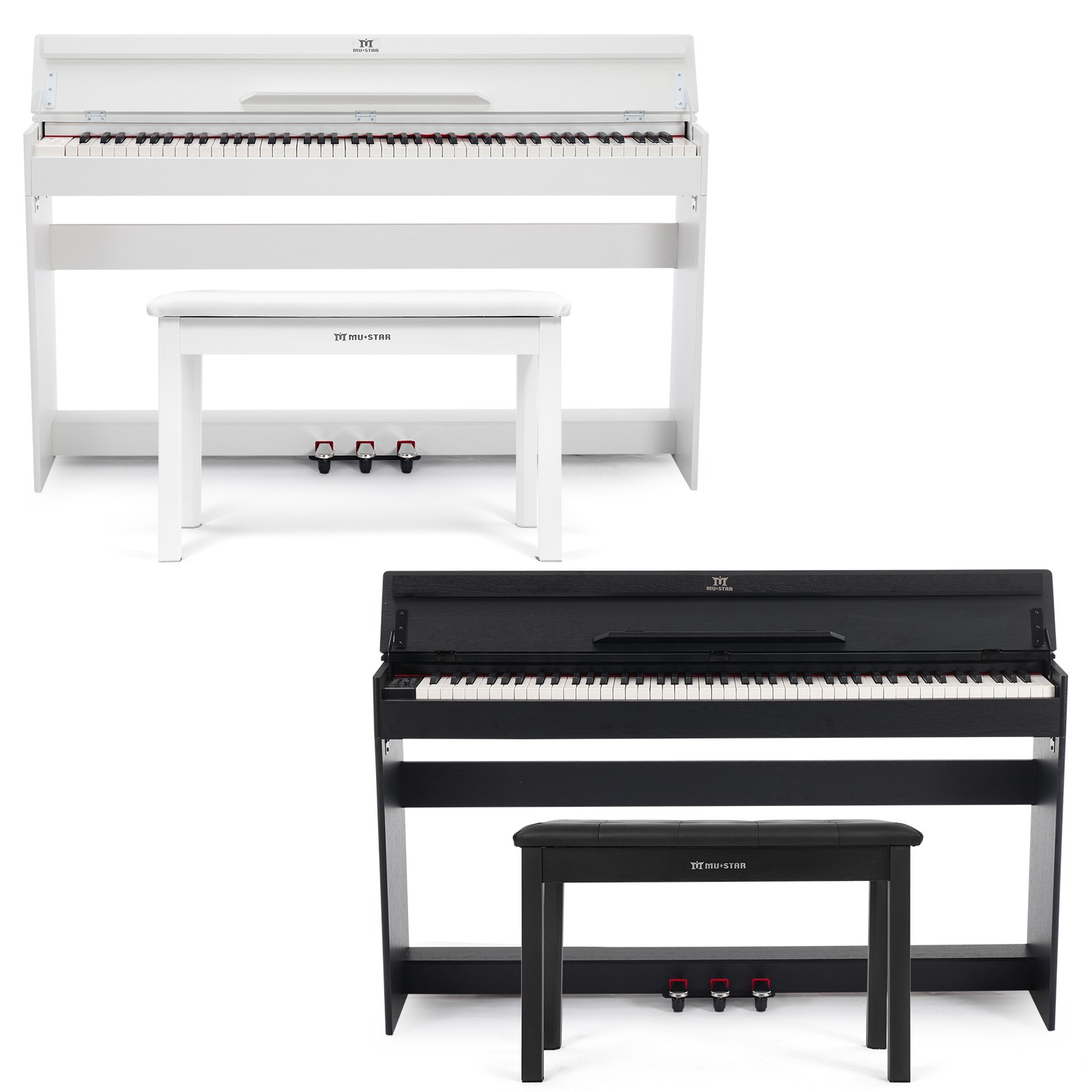 Black/White 88 Keys Hammer Action Digital Piano Keyboard USB MIDI with Bench