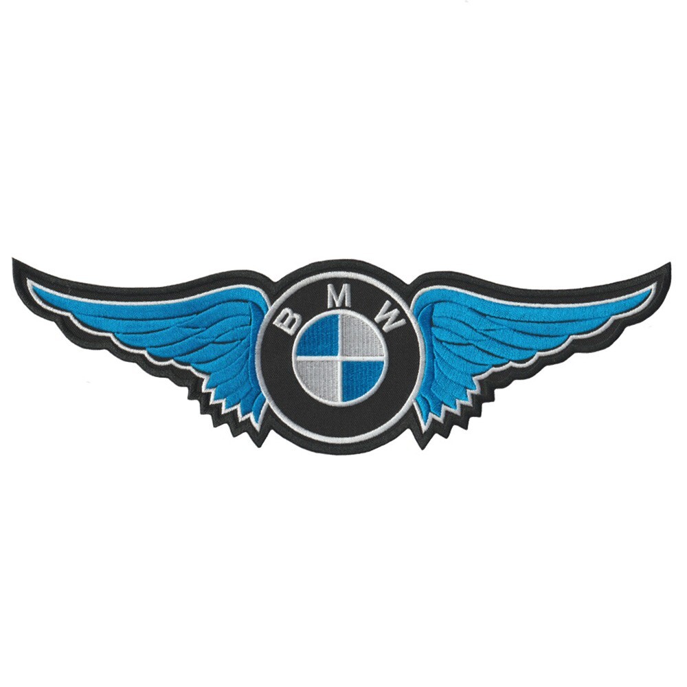 BMW Wing Blue Motorcycle Logo Size 11.5"x3.4" Sew Embroidered Iron On Patch