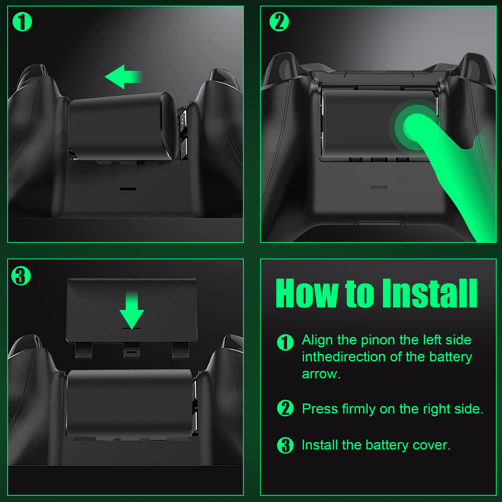 2x Rechargeable Battery Pack For XBox One Controller + USB/Type C Charging Cable
