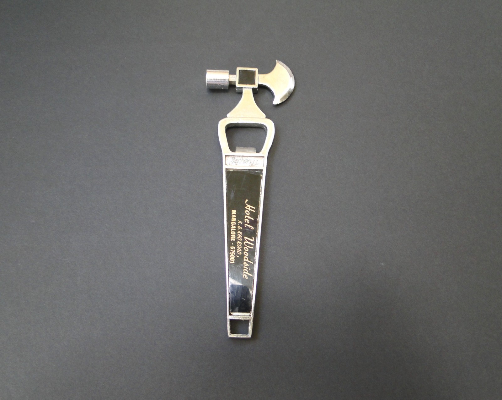 Hotel Woodside Mangalore India Axe/Hammer Metal Bottle Opener