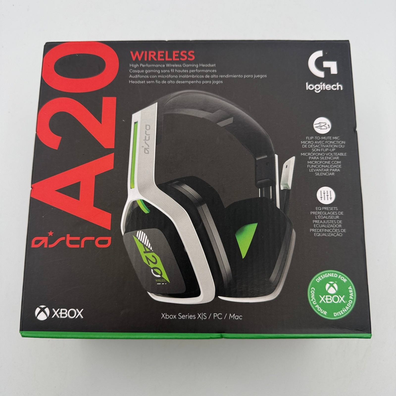 Logitech Astro A20 Wireless Gen 2 Gaming Headset Xbox PC White Green 939-001882