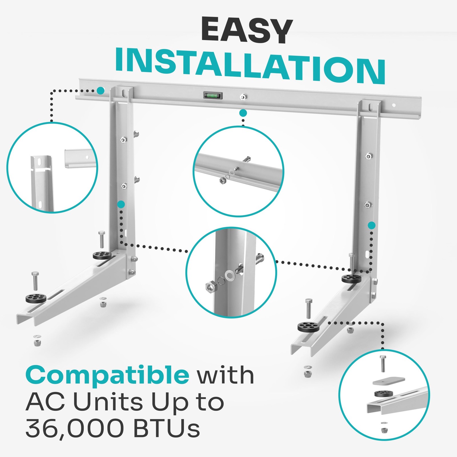 Heavy-Duty Outdoor Mini Split Wall Mount Bracket 9000 - 36000 BTU | Weatherproof