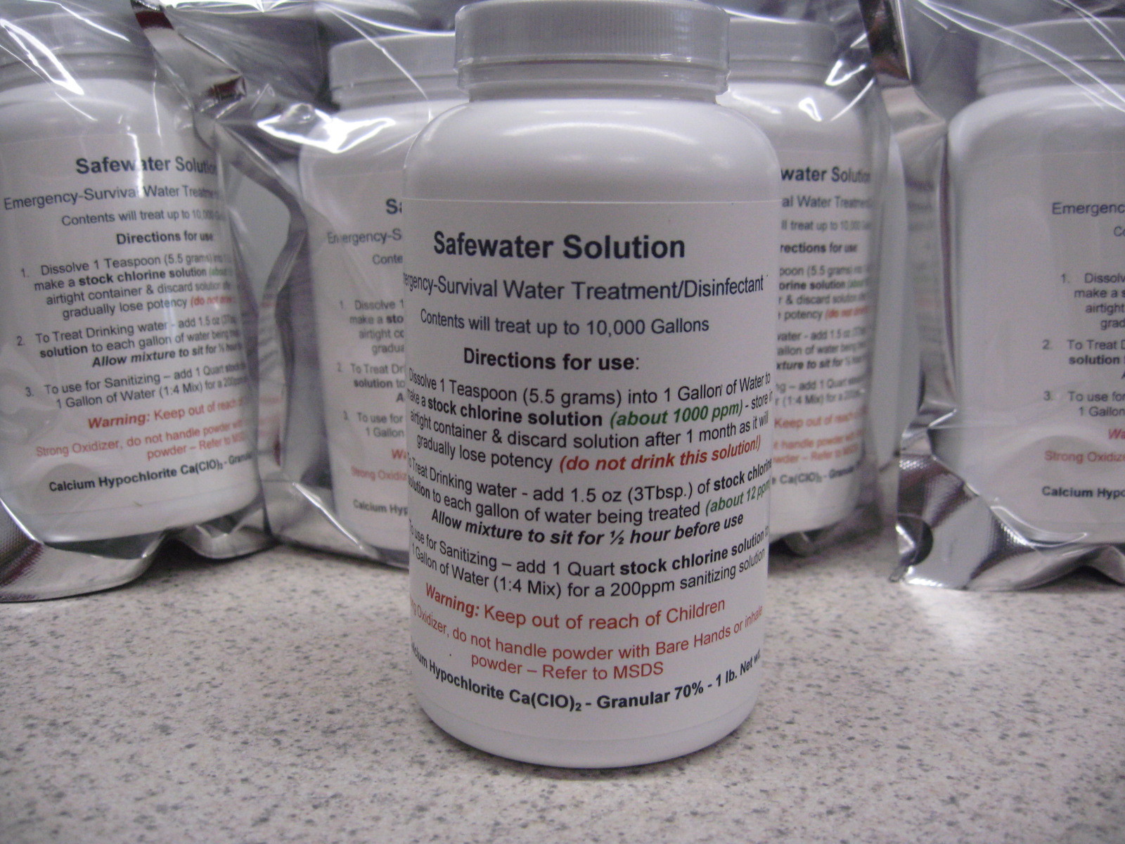 Calcium Hypochlorite-Emergency Survival Water Purifier - 1lb = 10,000 Gallons