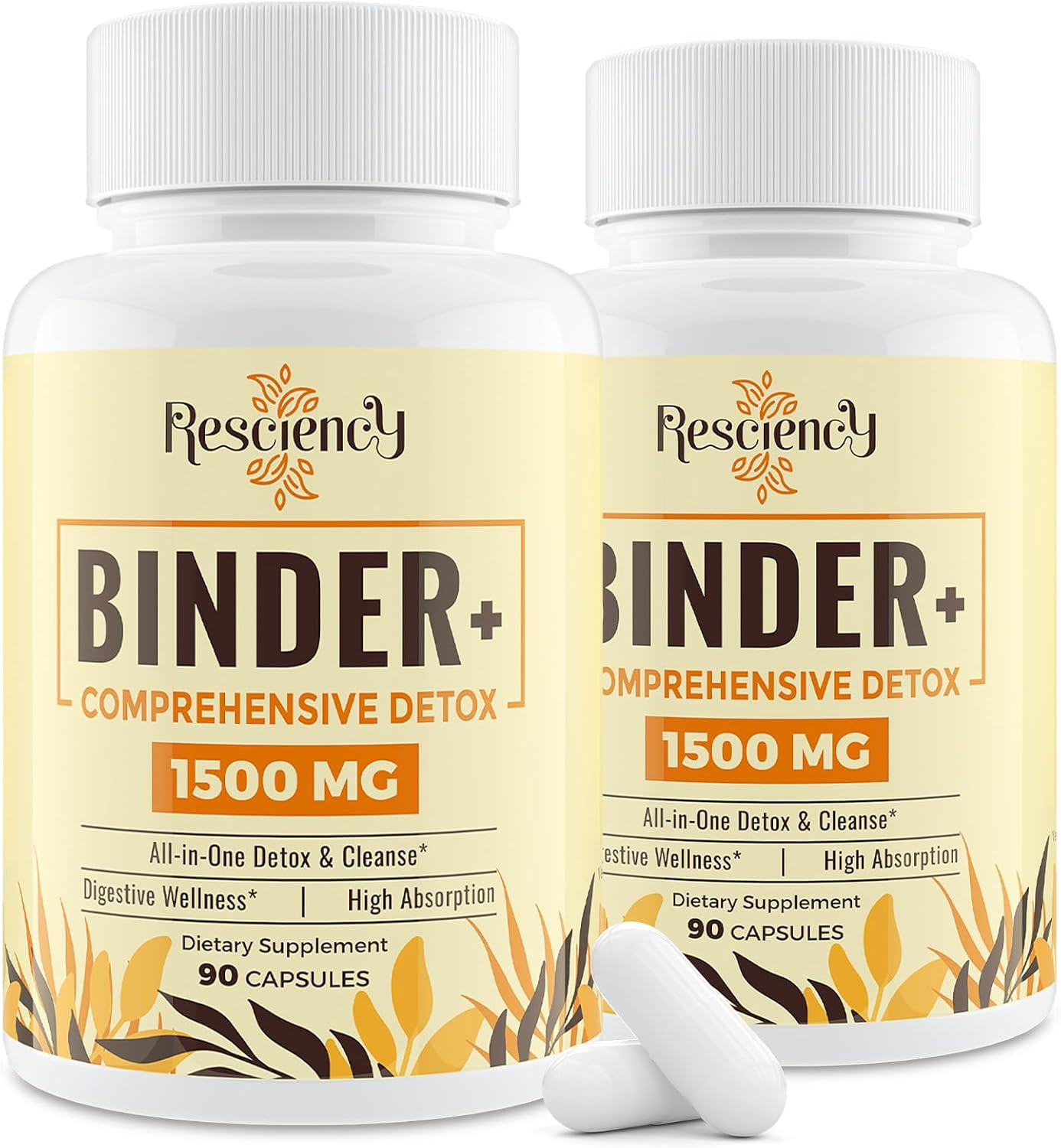 Detox Binder Supplement with Activated Charcoal & Clay - 180 Vegan Capsules
