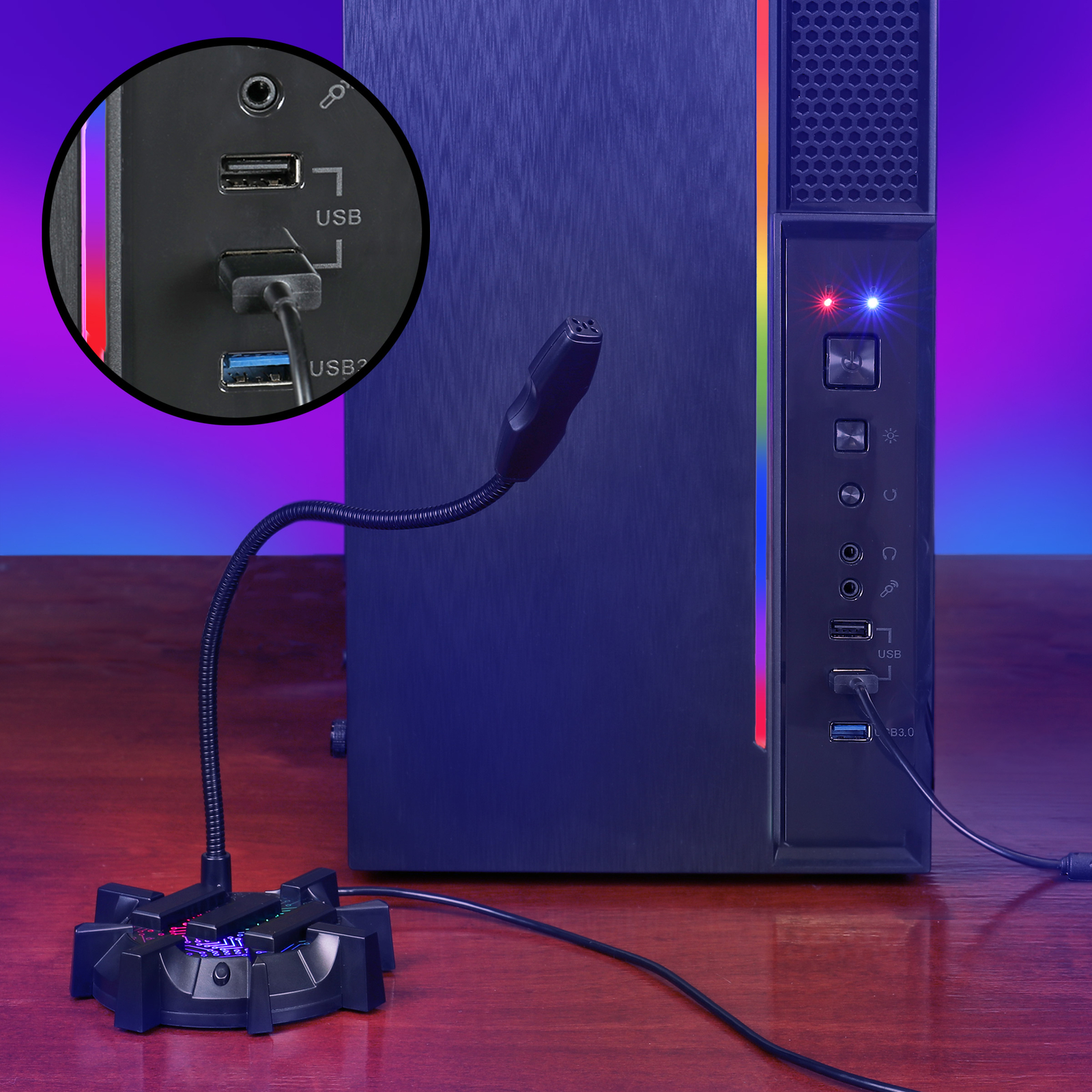 ENHANCE Microphone for PC with USB Plug, Mute Button Compatible with PC, PS5