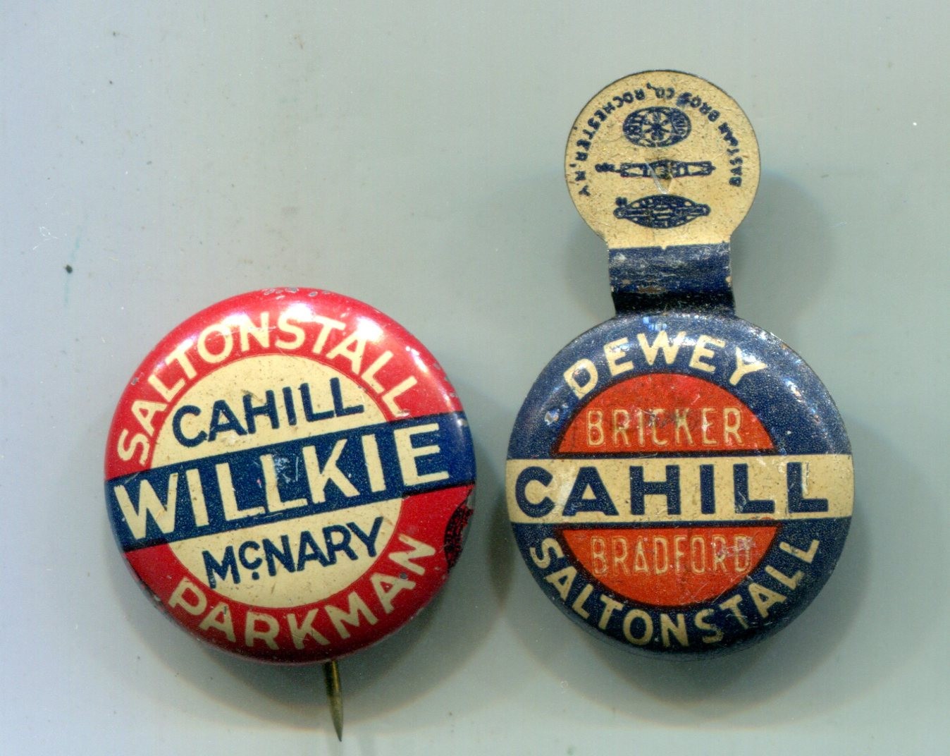 Willkie Cahill Pinback Button & Dewey Cahill Tab