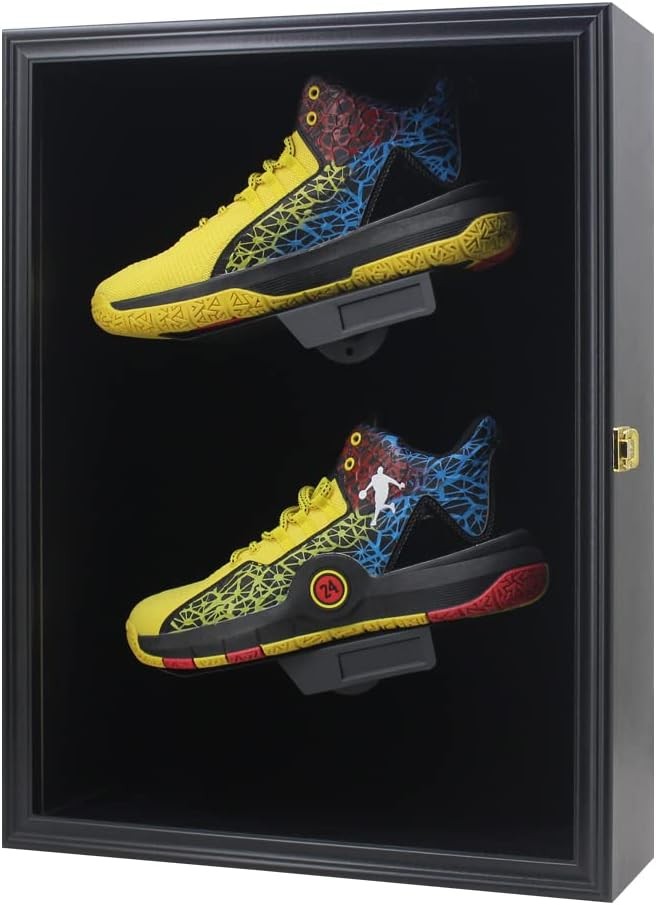 Memorabilia Sports Shoes Display Frame Case LARGE(SPORTS SHOES), Matt Black