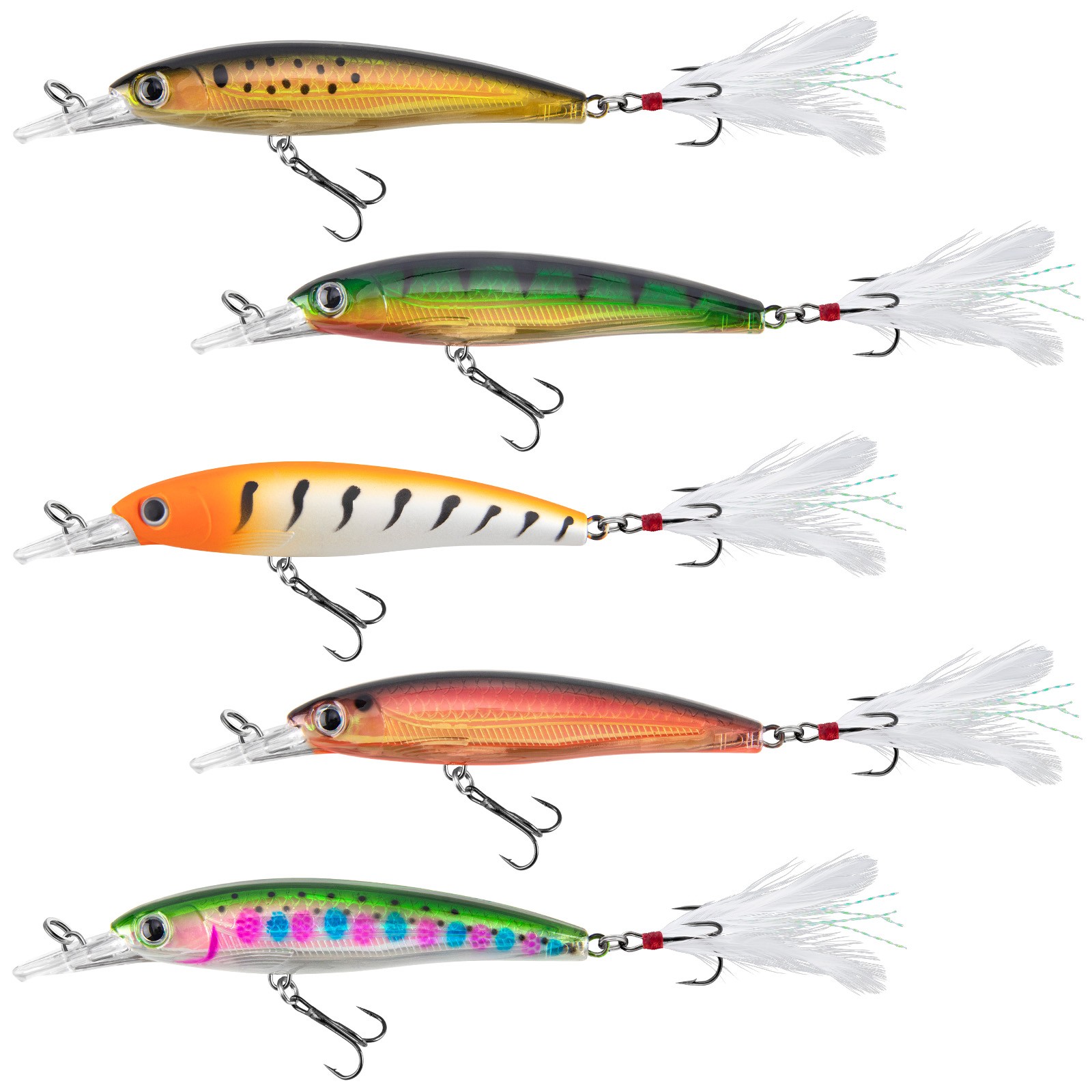 5 Pack Jerkbait Fishing Lures Set Minnow Lure Plug Hard Baits for Bass Fishing