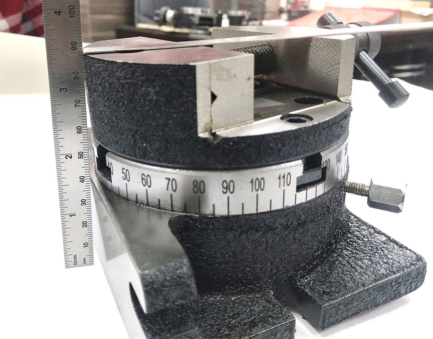 4"/100mm Rotary Table Horizontal Vertical w/ Suitable Round Vice & Clamp Kit-USA