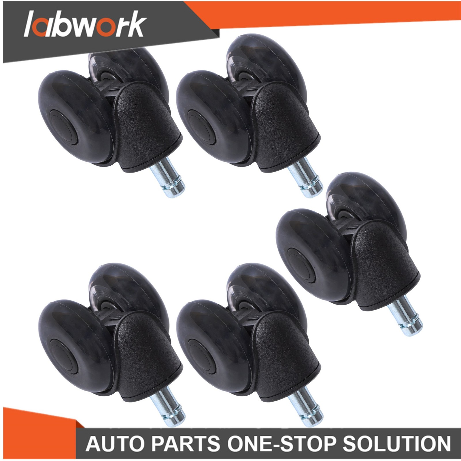 Labwork 5 Pack 2 Inch Universal Mute Rubber Chair Casters 360° Swivel Wheels