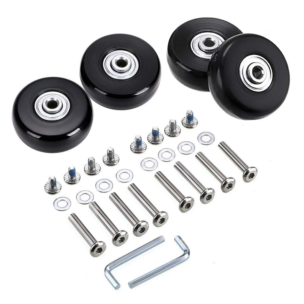 Set of 4 Replacement Rubber Swivel Caster Wheels for Luggage and Suitcases