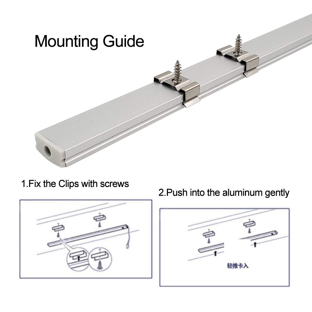 6-Pack 30cm/1ft 17.2x7mm Led Aluminum Channel System U Shape with Cover, Led ...