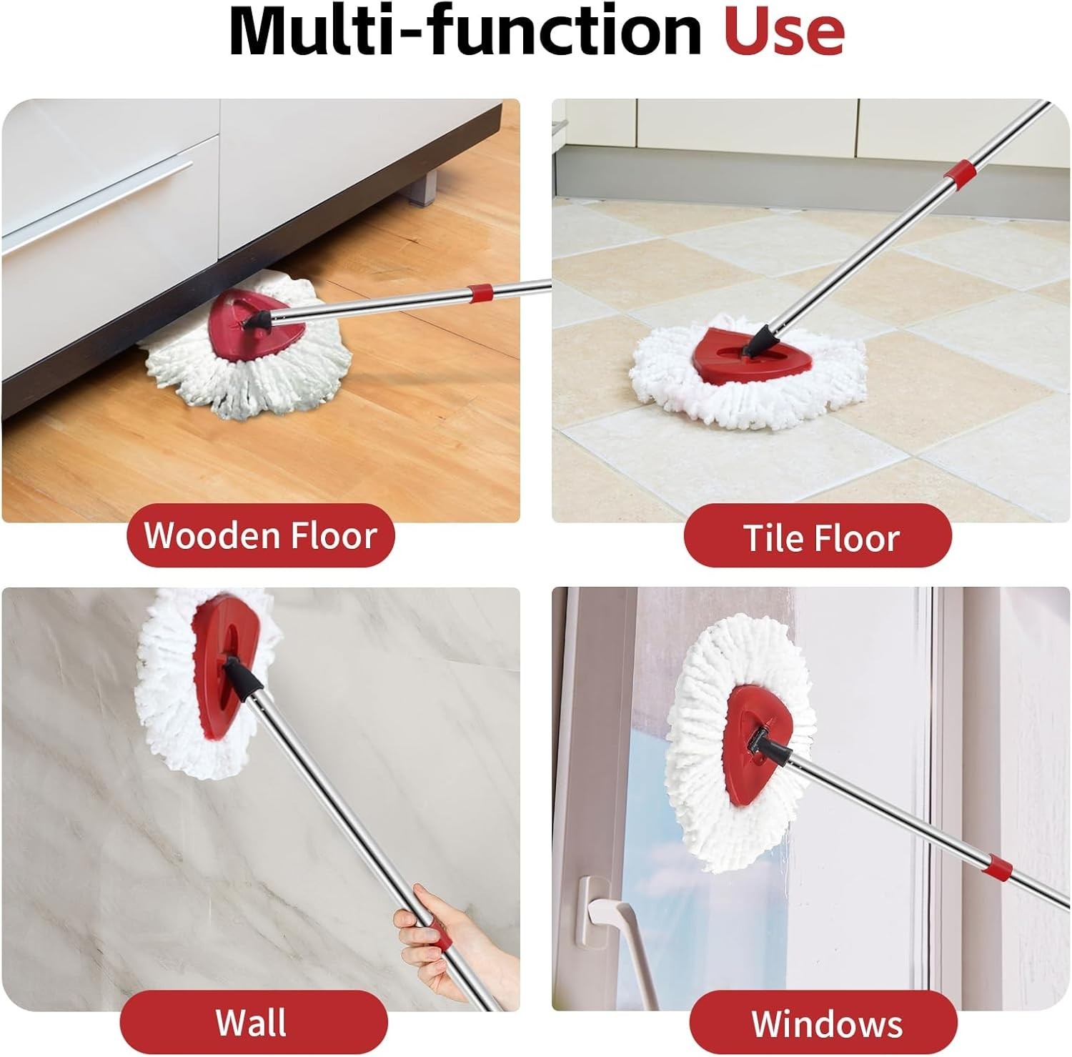 Spin Mop Head, Base, Handle Replacement for O-Ceda EasyWring Microfiber Spin ...