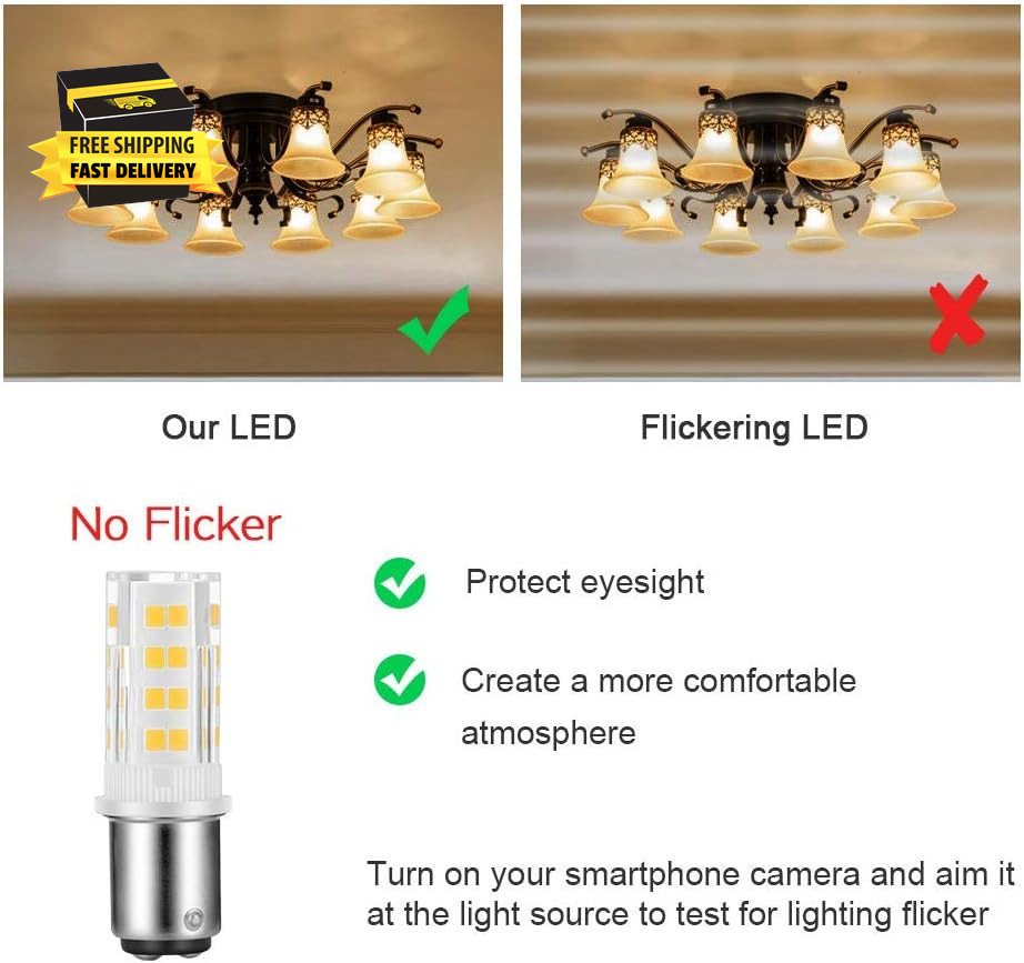 2-Pack Sewing Machine Light Bulb Double Contact BA15D Push in Bulb Daylight Whit