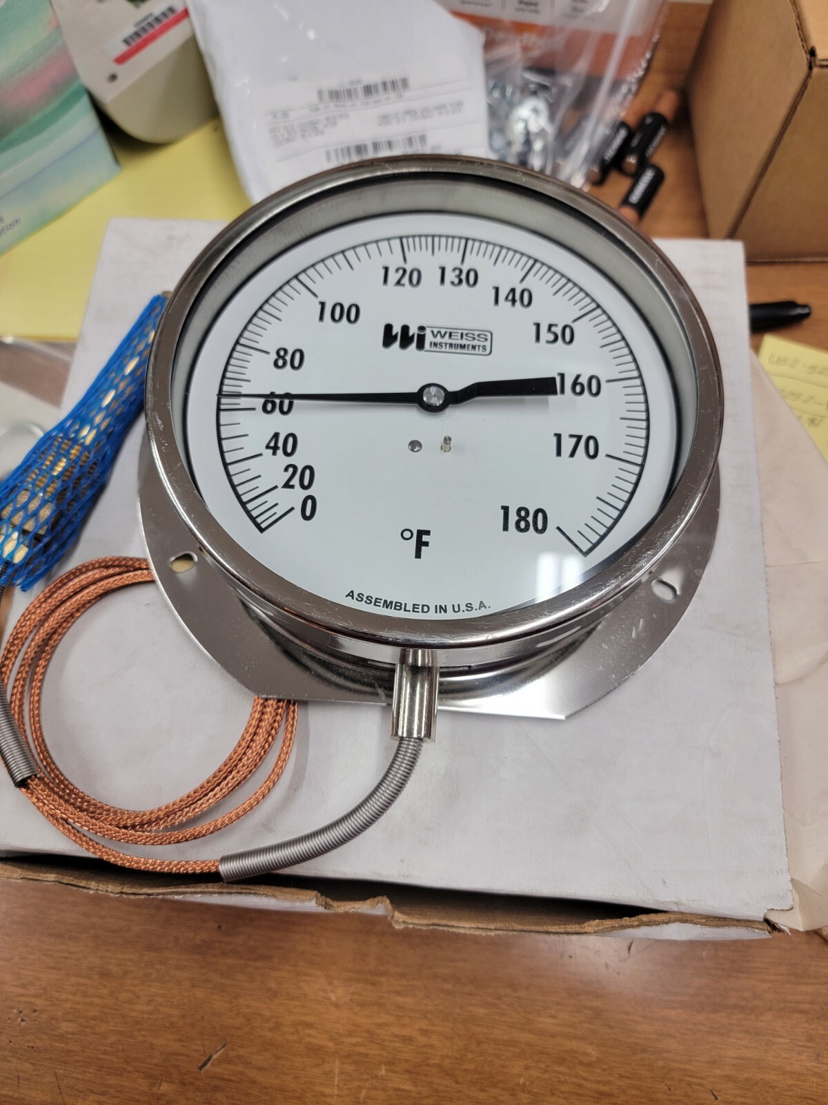 Weiss Insterments, 60BL4-5231 0/180F, 304SS, Temp Gauge Indicator, 6", 1/2NPT
