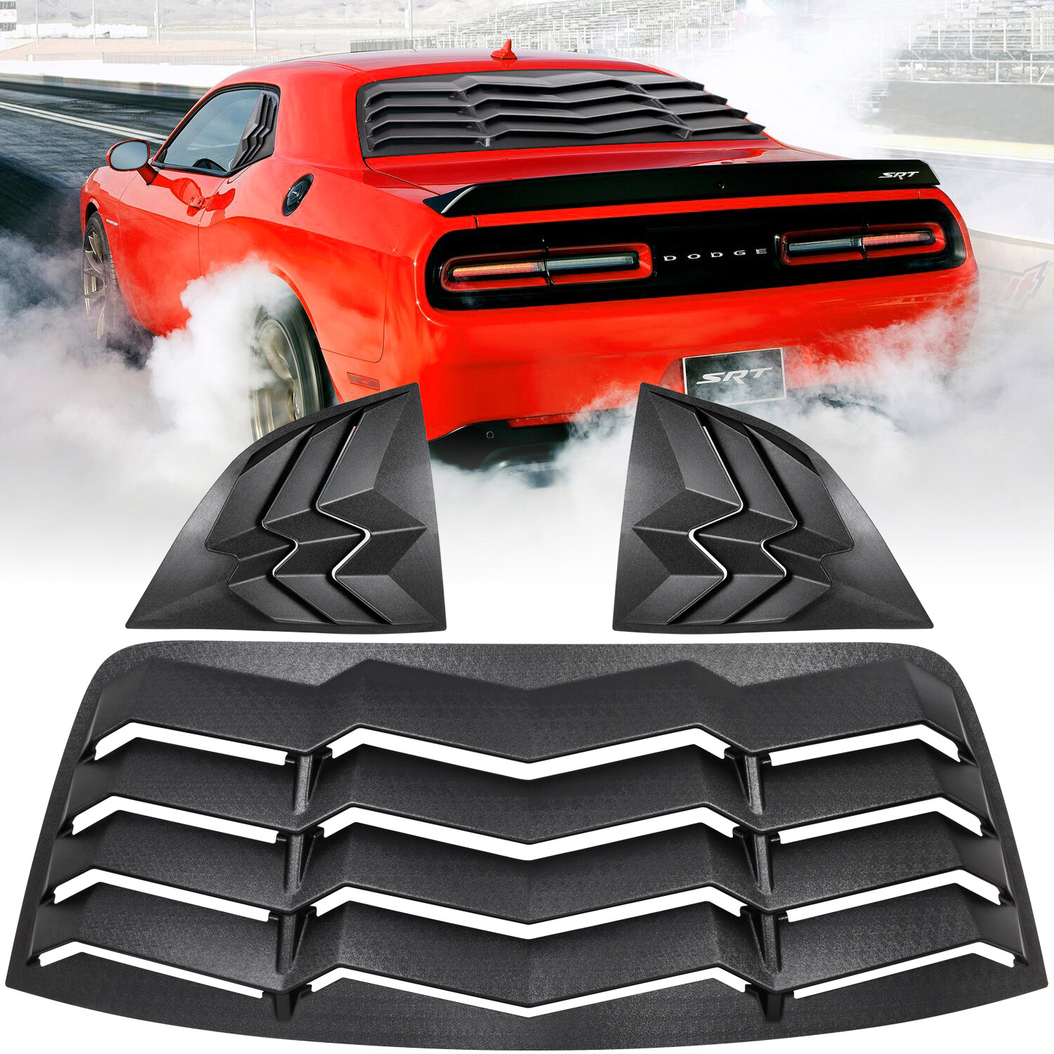 Rear+Side Window Louver for Dodge Challenger 2008-23 Windshield Sun Shade Cover