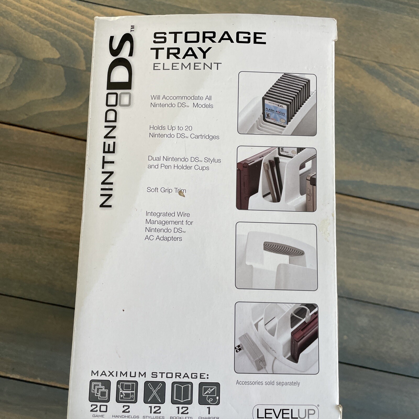White Nintendo DS Storage Tray Element Level Up Accommodates all Models (ST)