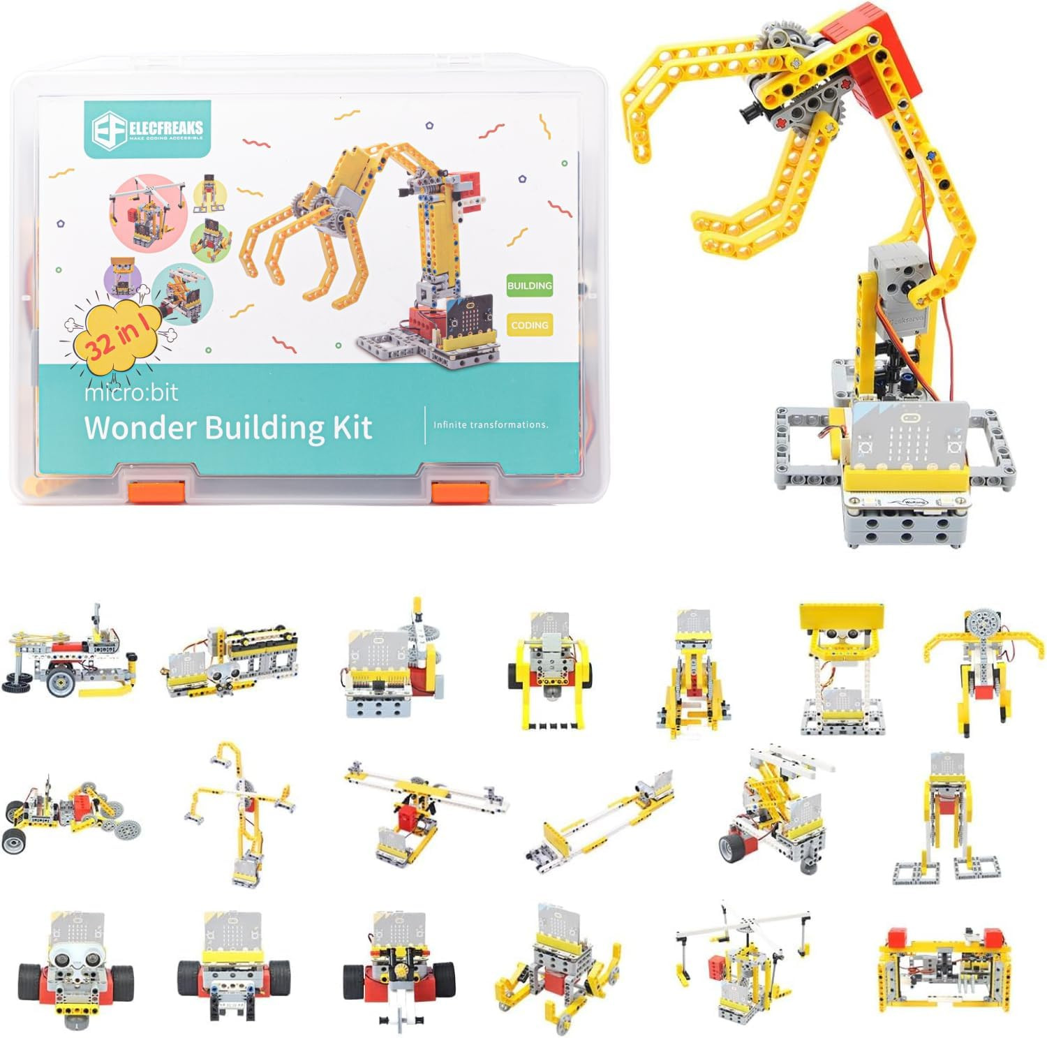 ELECFREAKS 32-in-1 Microbit Wonder Sensor Kit for Programmable Learning Fun