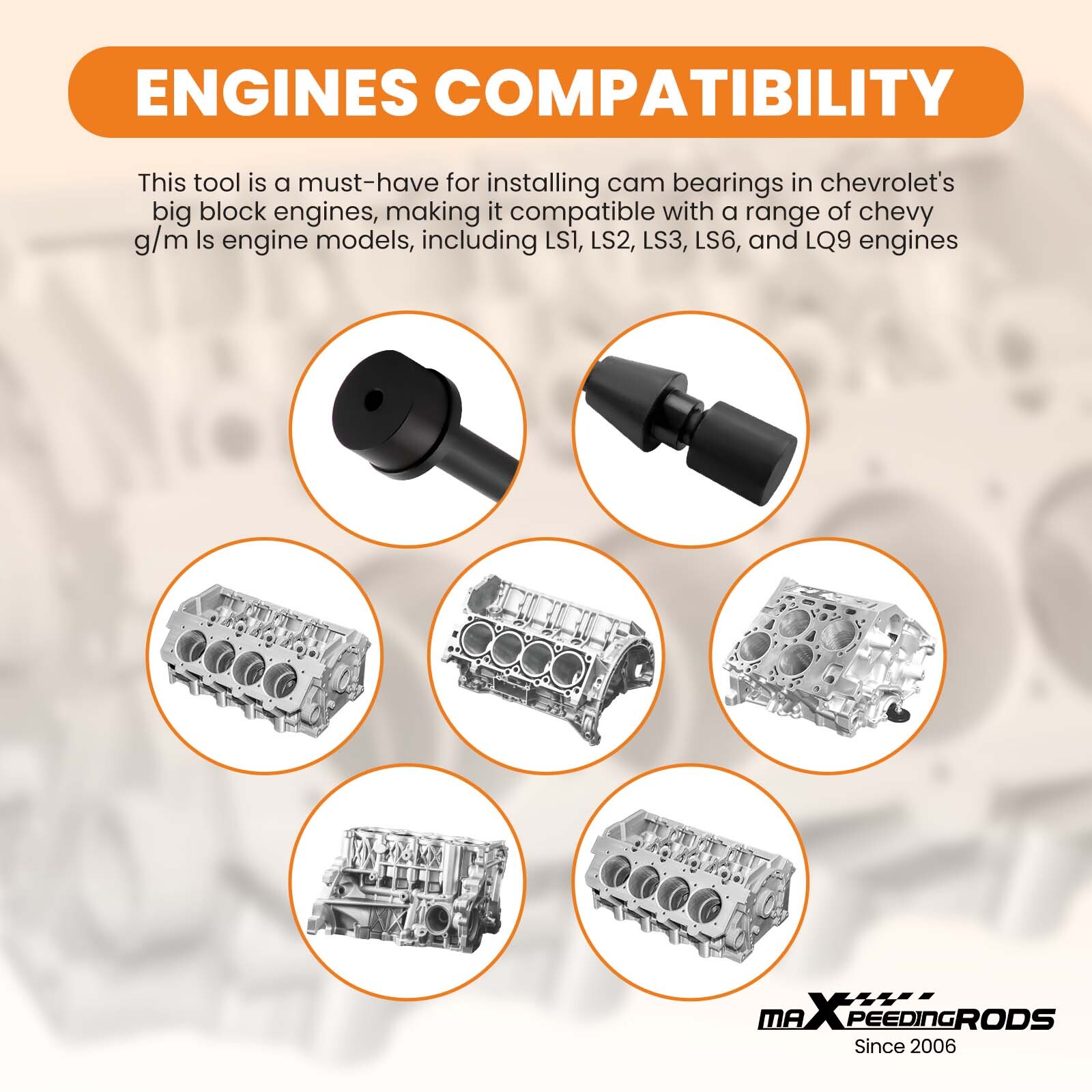 Cam Bearing Installation Removal Tool Assembly for LS Engine LS1 LS2 LQ9 LS3 LS6