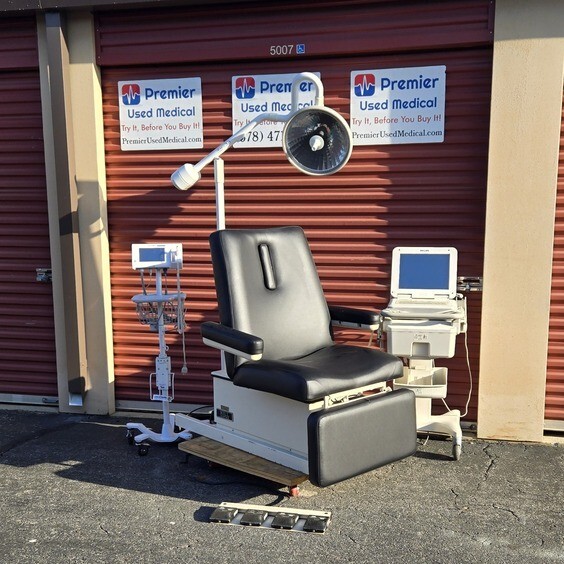 Exam Chair Table Hill HA90W New Black Upholstery Premier Used Medical Equipment
