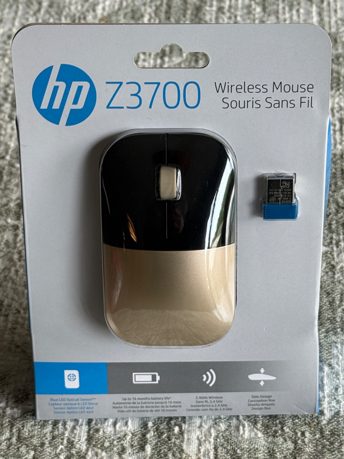 HP Z3700 Gold / Black Wireless USB Mouse 2.4 GHz (X7Q43AA#ABL) BRAND NEW