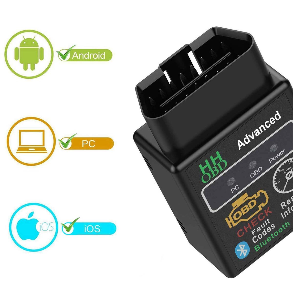 100% Bluetooth OBD2 Scanner Adapter, Wireless Detection Code Reader OBD II