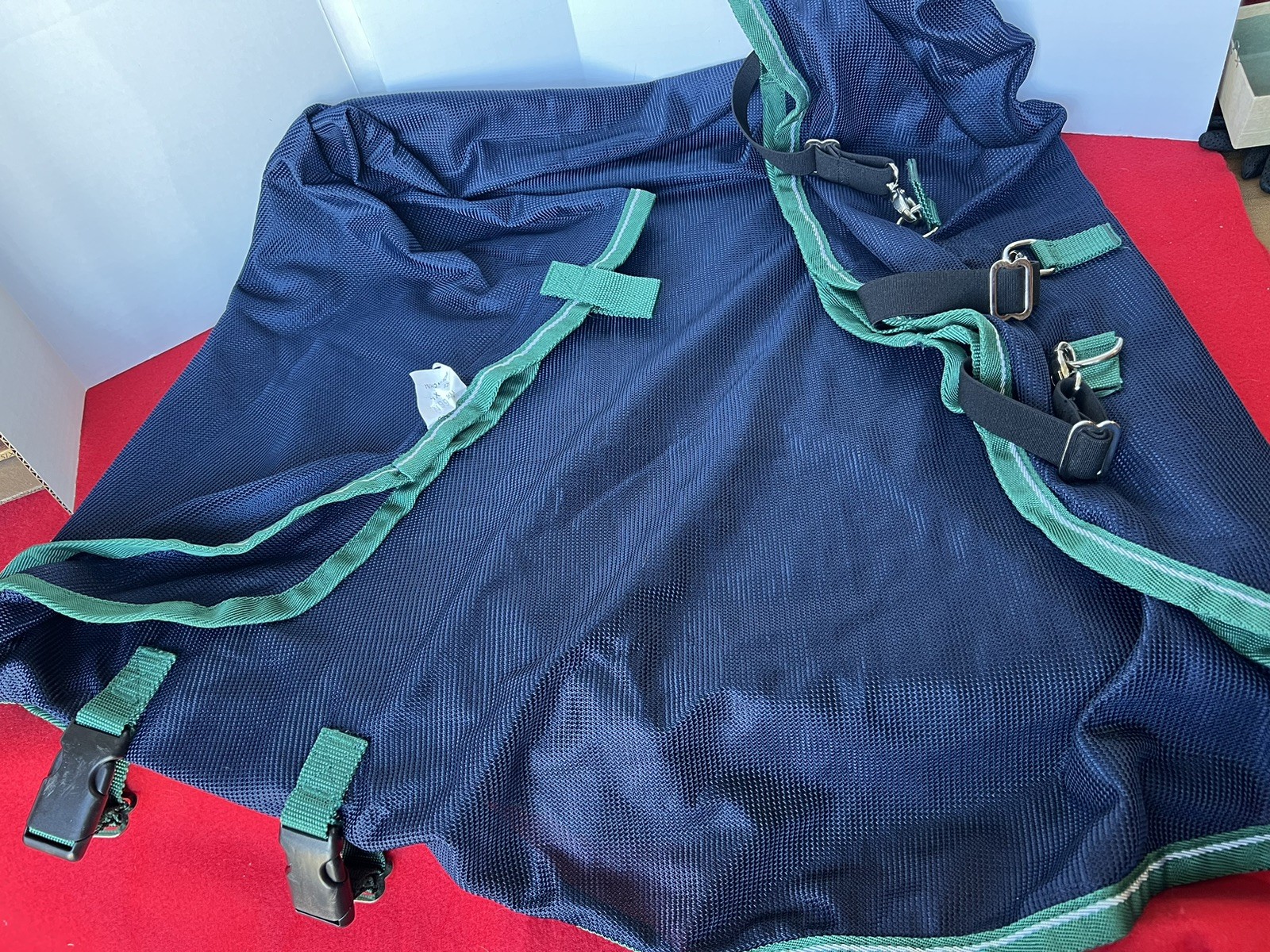 Shires Mesh Fly Neck Piece Blue Green Trim XL