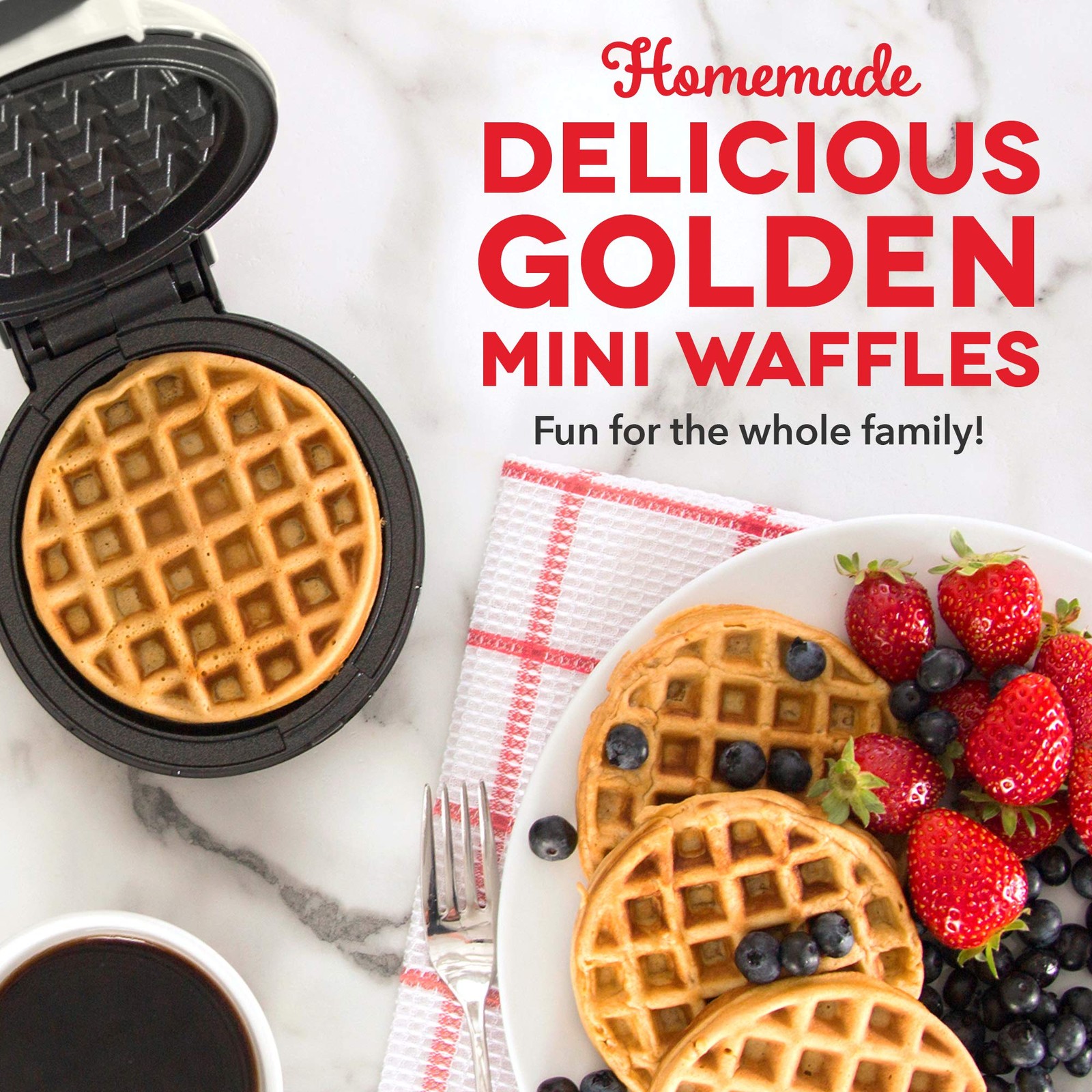 DASH My Pint Ice Cream Maker + Mini Waffle Maker, White