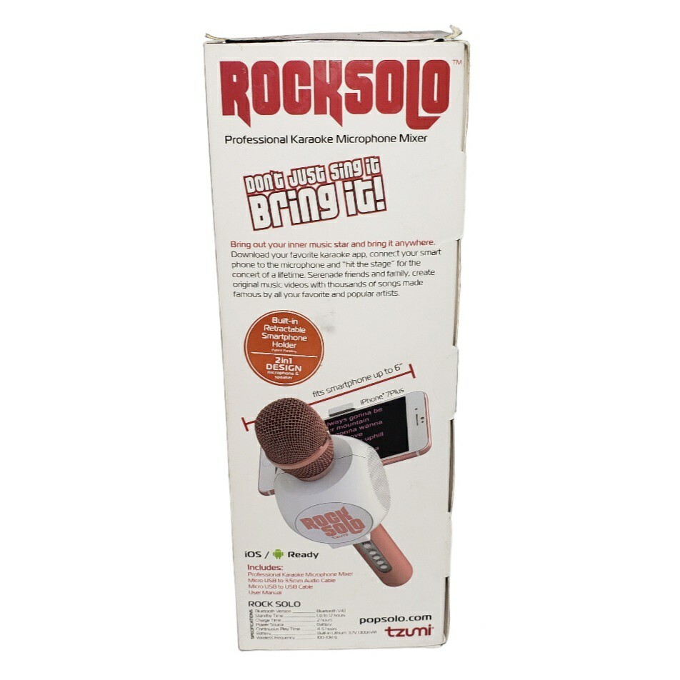 Rock Solo Bluetooth Karaoke Microphone Tzumi iOS Ready Tested Works