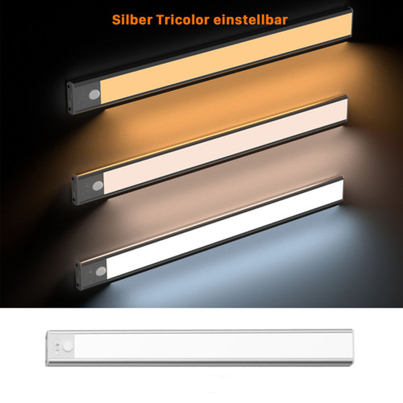 40cm LED Motion Sensor Under Cabinet Closet Lighting USB Recharge Dimmable Light