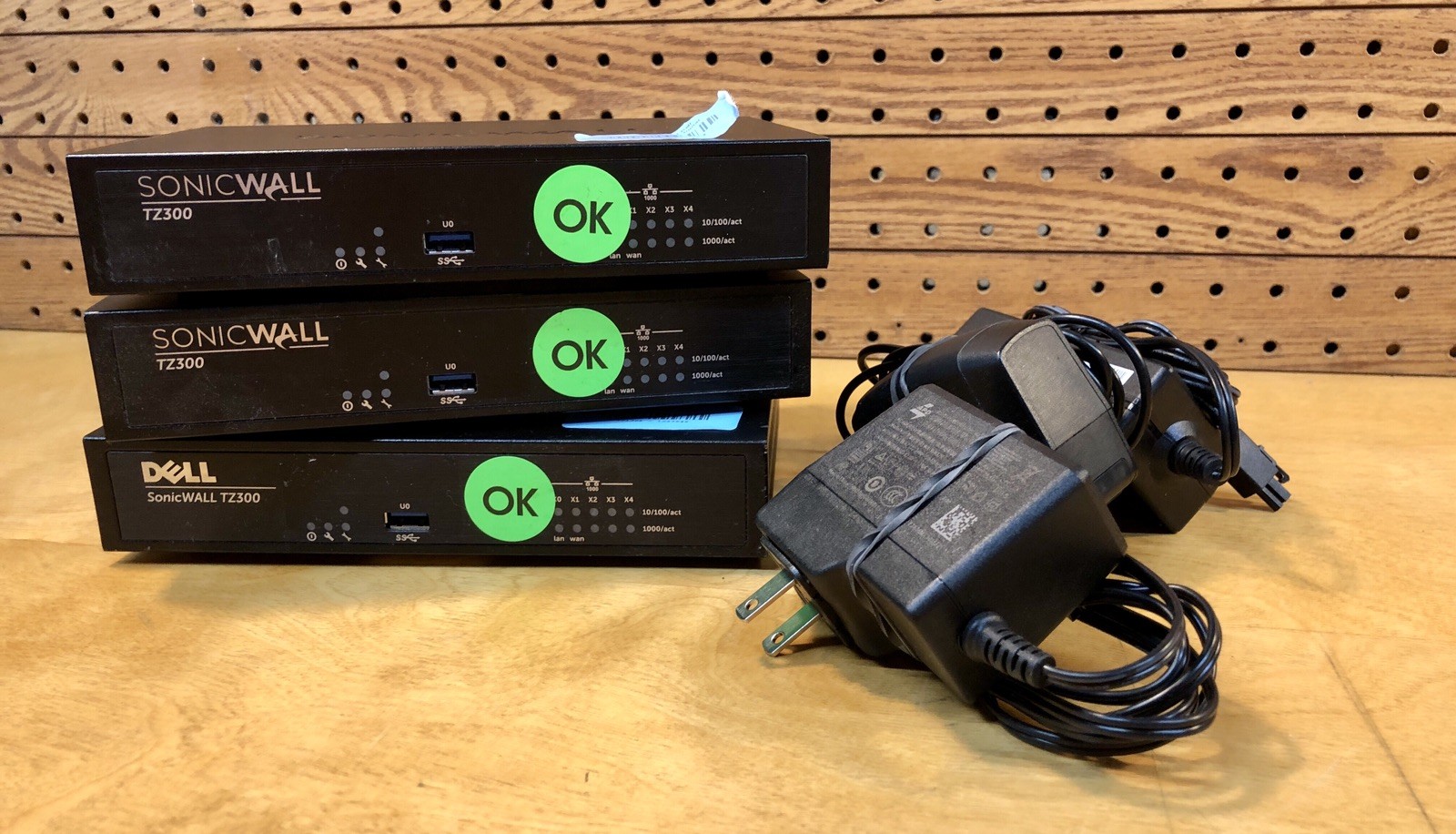Lot of 3 Dell SonicWALL TZ300 Firewall Appliances w/ Power Supplies Tested