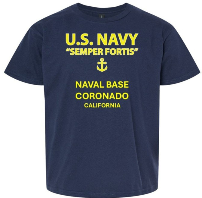 NAVAL BASE CORONADO *CALIFORNIA *SEMPER *VINYL SHIRT. US NAVY LICENSED