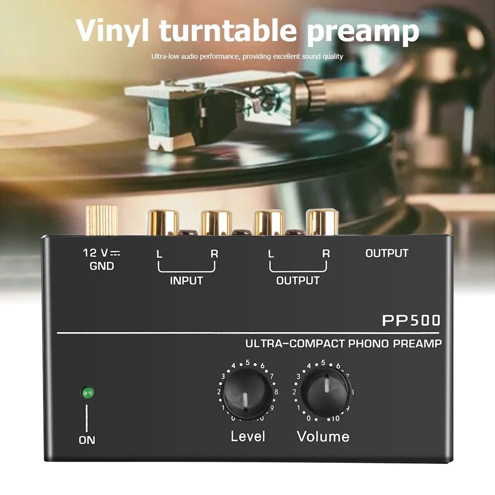 Pyle Phono Turntable Preamp Mini Electronic Audio Stereo Phonograph Preamplifier