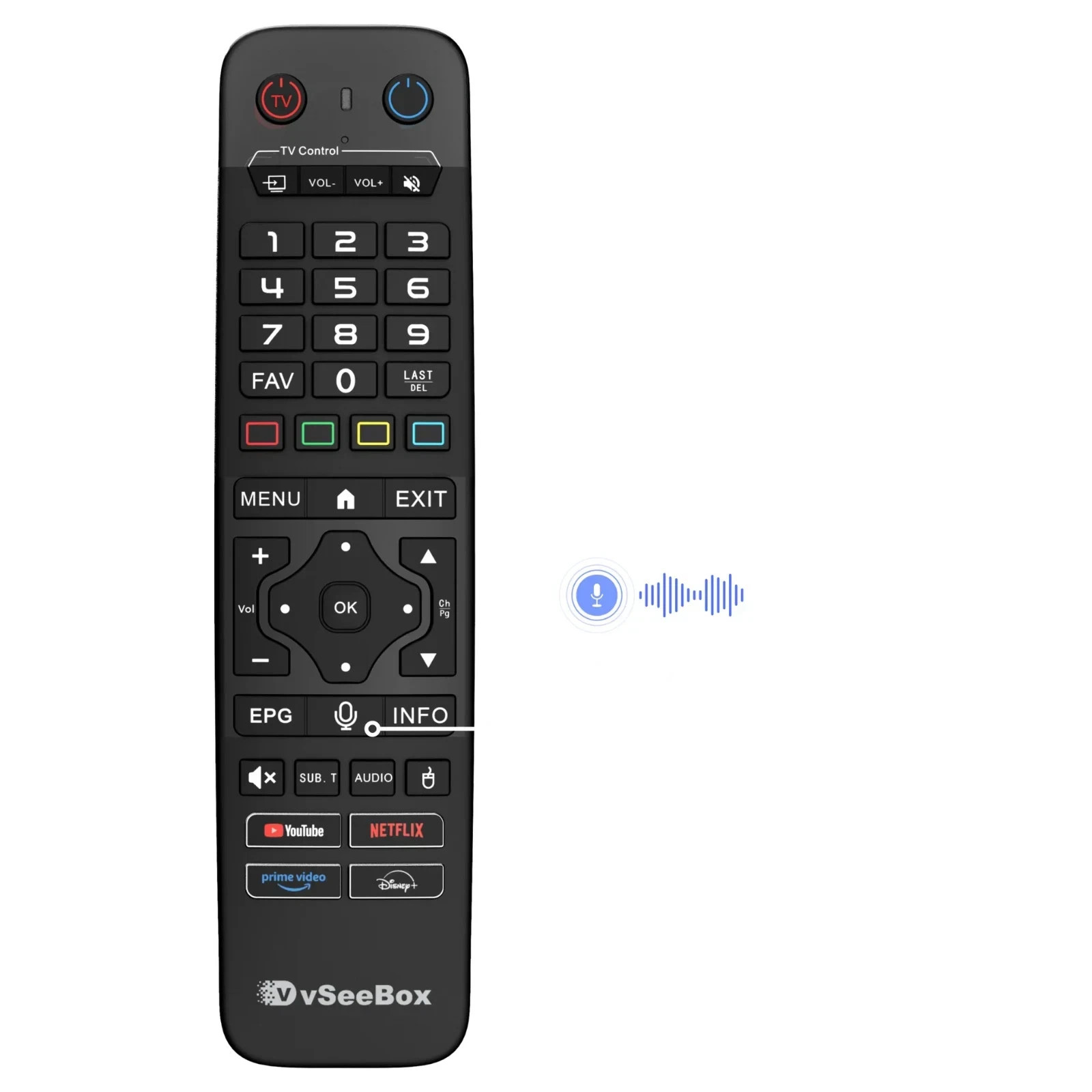 Genuine vSeeBox OEM V6 Max Backlit Bluetooth Voice Command Remote Backlight