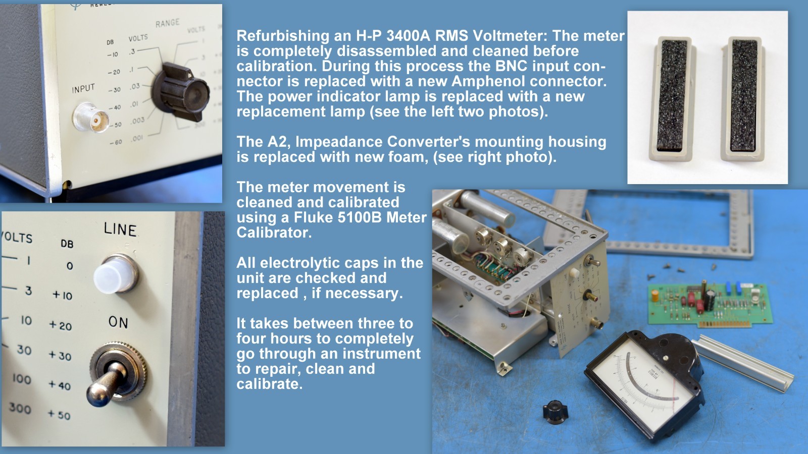 HP 3400A RMS Voltmeter Fully Solid-State 2415- Prefix | Refurbished | Calibrated