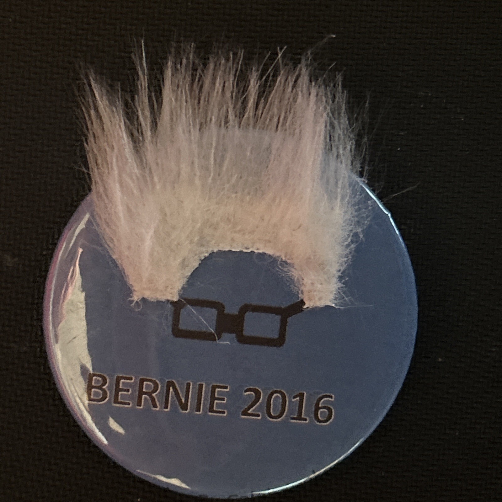 Bernie (Sanders) 2016 hair glasses  2 1/4” pinback button pin