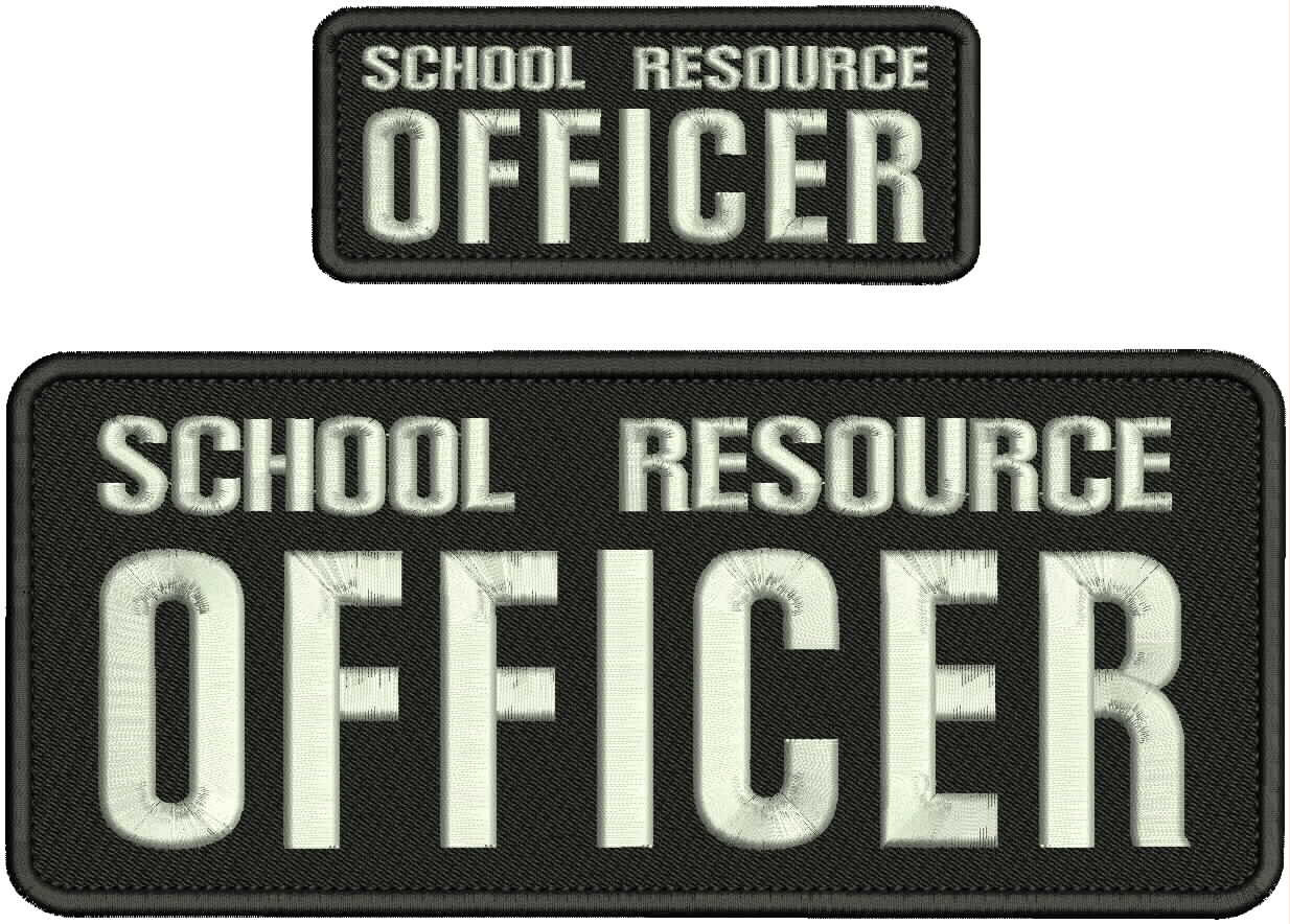 SCHOOL Resource OFFICER embroidery patches 4x10 and 2x5 Velcr@ On Back