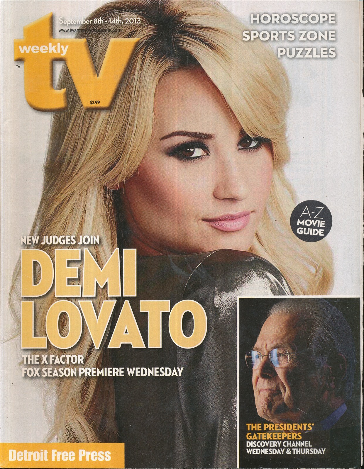 TV WEEKLY 2013 SEPT. 8-14 DEMO LOVATO (FAIR/GOOD COND)