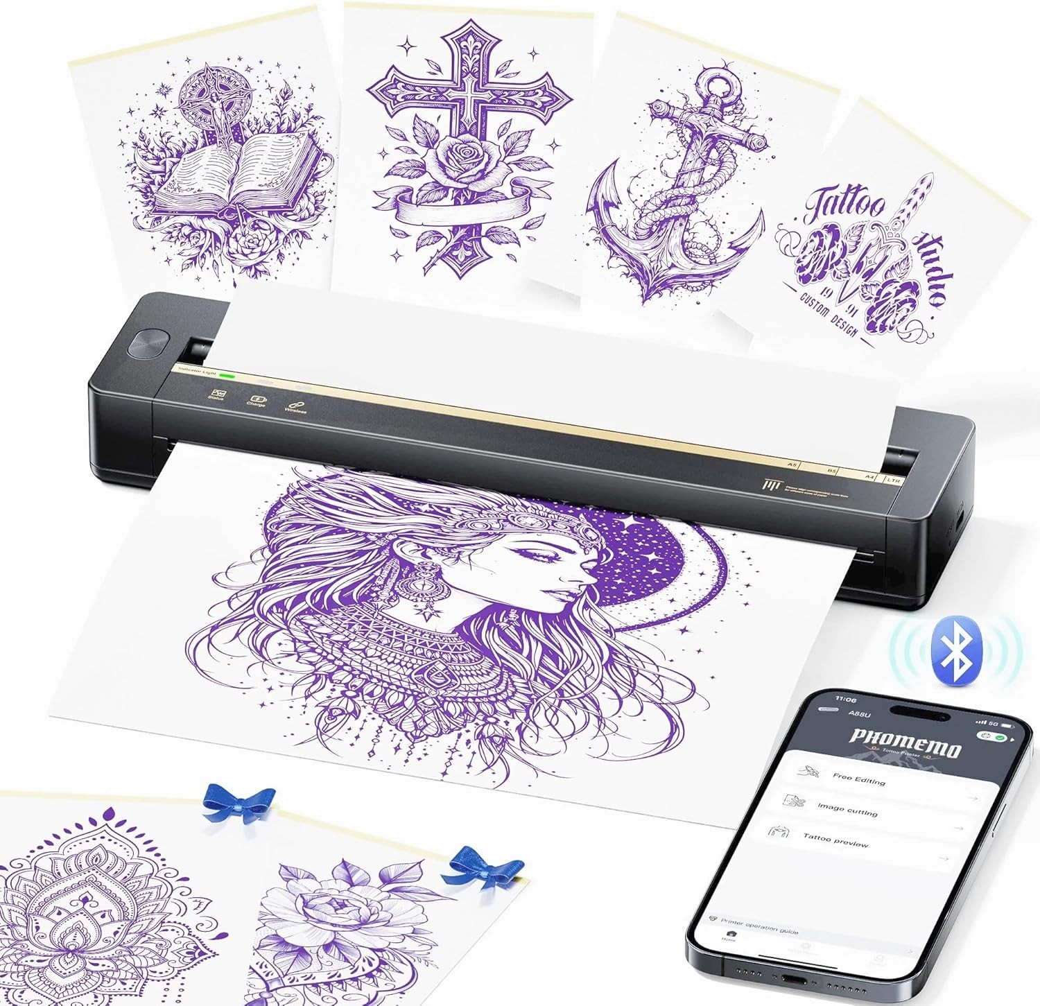 Phomemo Tattoo Stencil Printer Thermal Wireless Tattoo Printer Bluetooth Printer