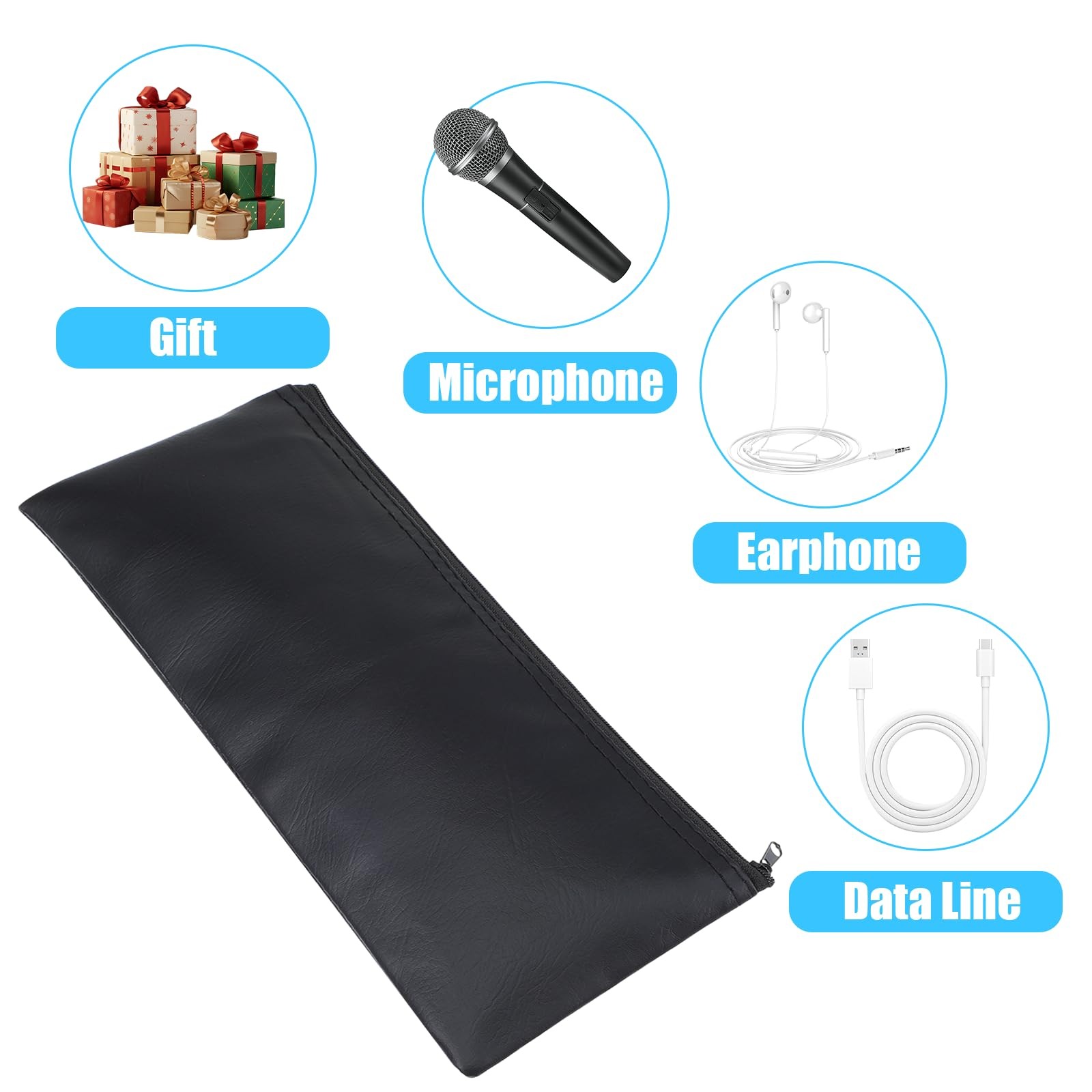 2 Pack Microphone Bags, Black Microphone Case for Wireless