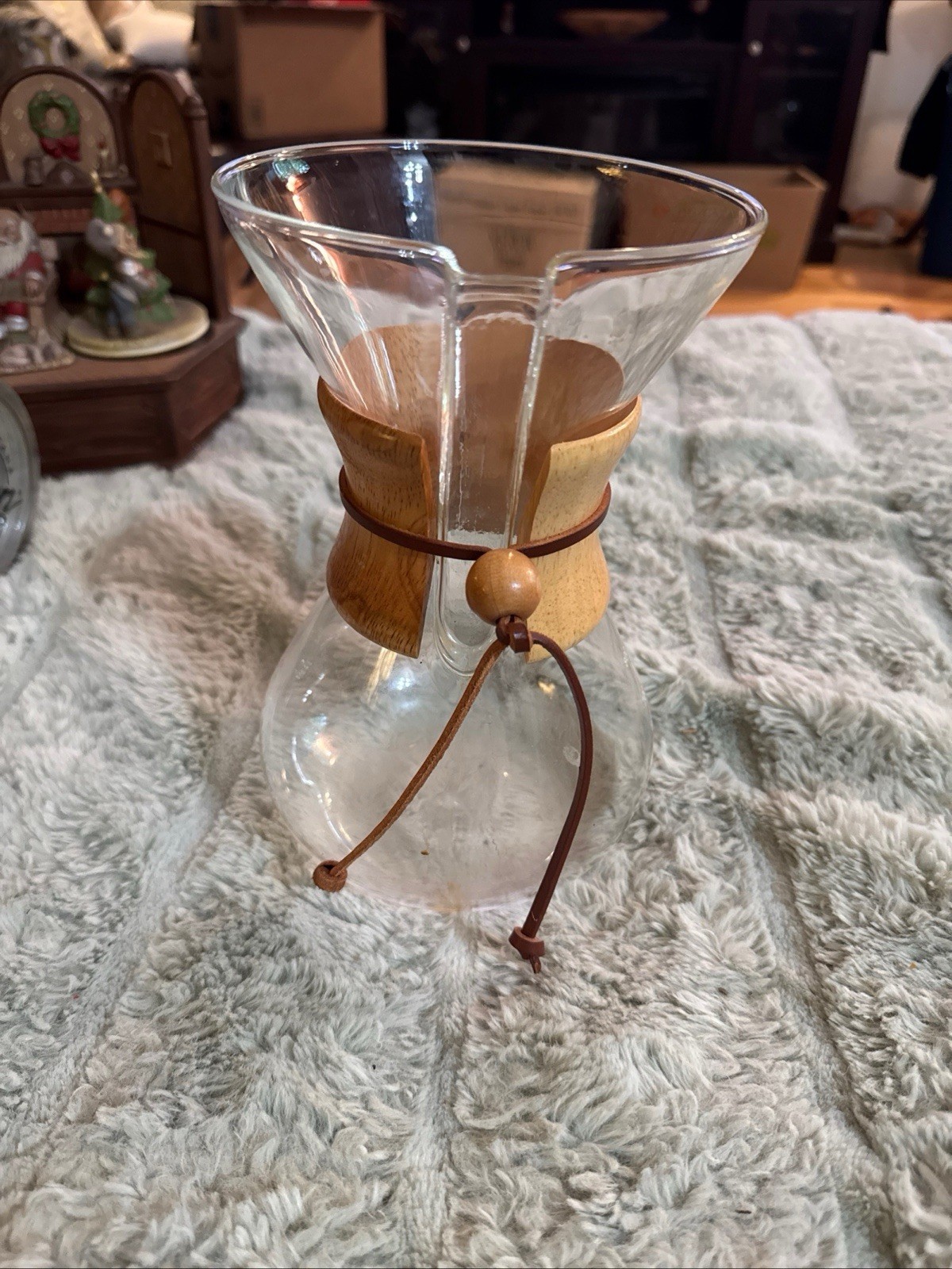 Vintage Chemex 8 Cup Coffee Maker Pyrex Glass Pour Over Wood Collar MCM USA Made